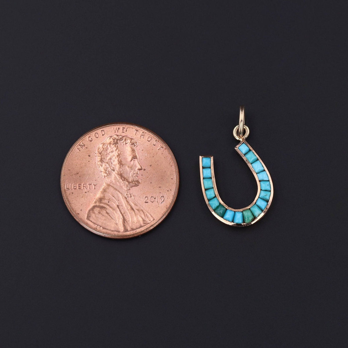 Horseshoe Pendant | Turquoise Charm - Trademark Antiques