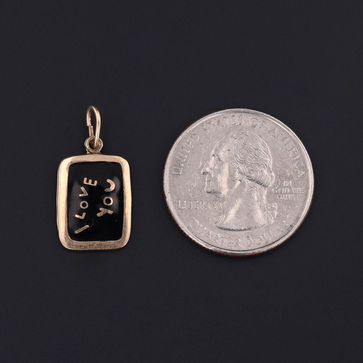 I Love You Pendant | 14k Gold &amp; Enamel Charm - Trademark Antiques