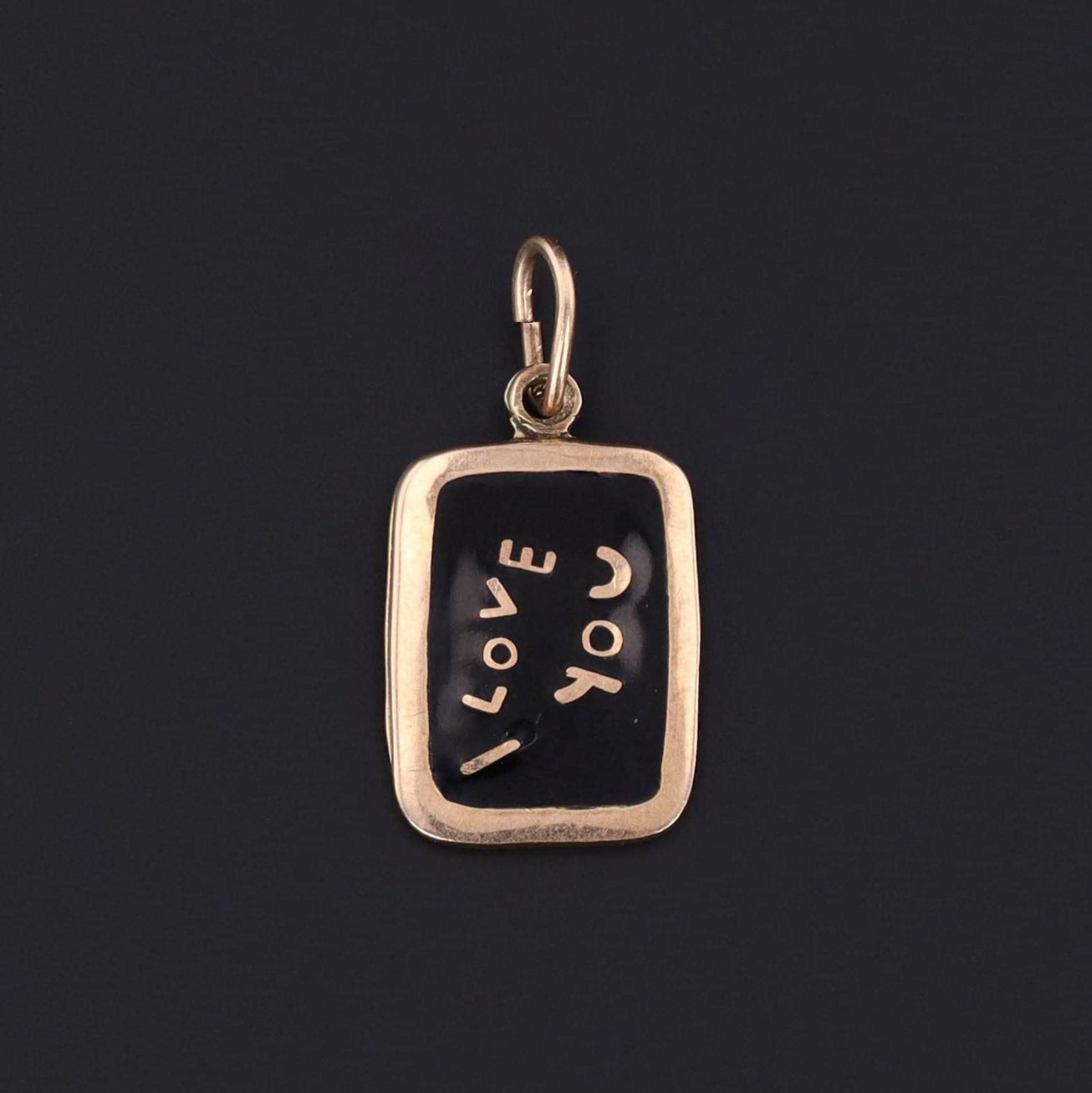 I Love You Pendant | 14k Gold & Enamel Charm - Trademark Antiques