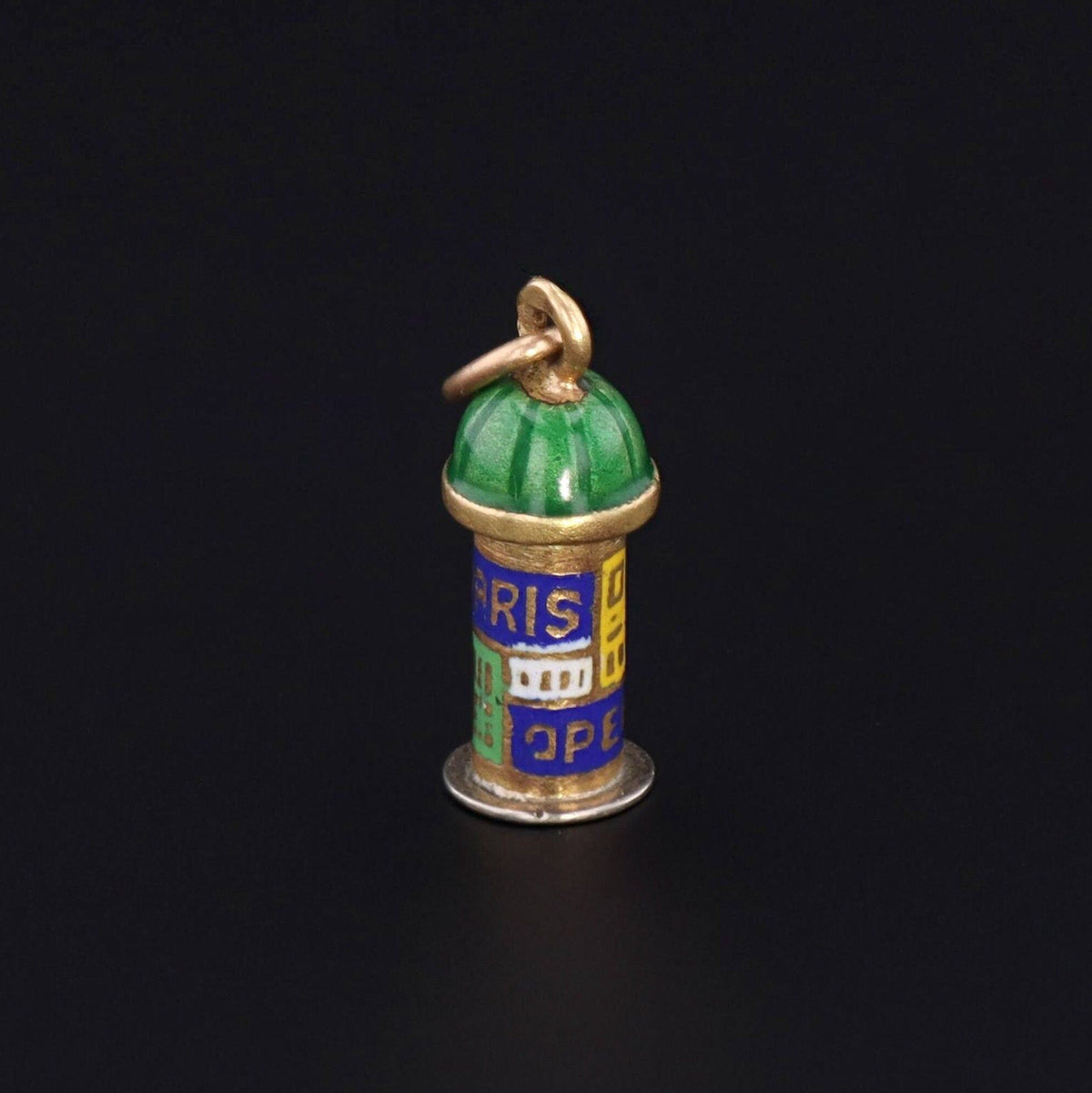 Iconic Parisian Morris Column Charm | 14k Gold Charm - Trademark Antiques
