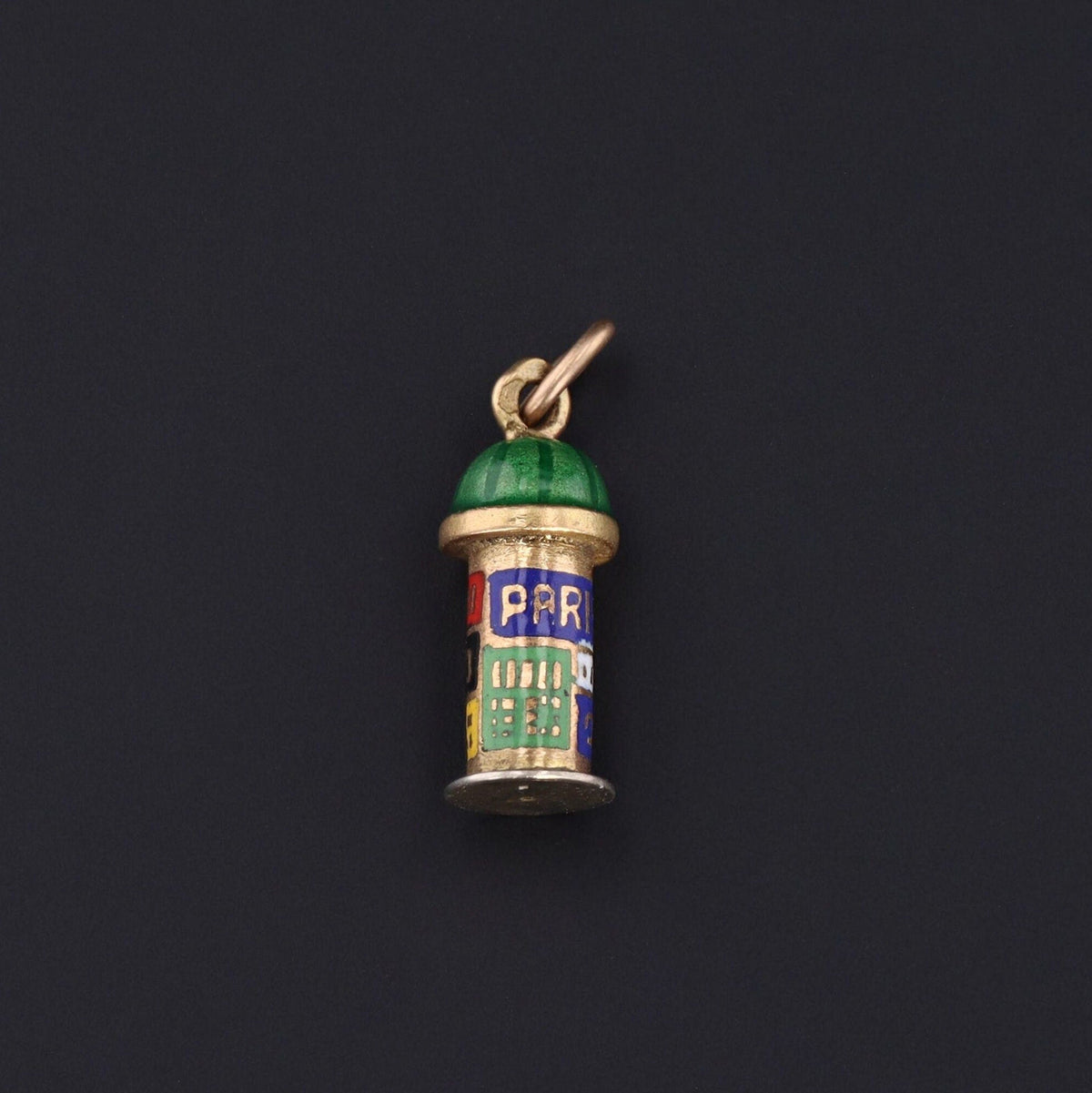 Iconic Parisian Morris Column Charm | 14k Gold Charm - Trademark Antiques
