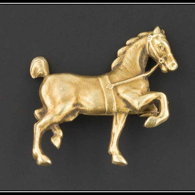 14k Gold Horse Pin | Antique Horse Pin 