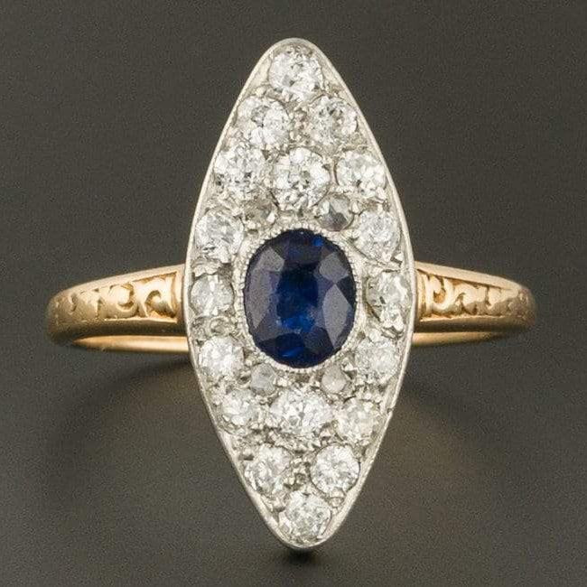 Antique Diamond & Sapphire Ring | Antique Sapphire Ring 