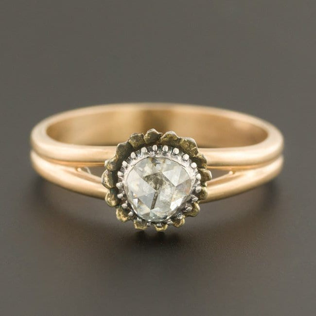 Rose Cut Diamond Ring | Antique Pin Conversion Ring 