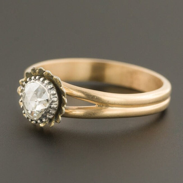 Rose Cut Diamond Ring | Antique Pin Conversion Ring - Trademark Antiques