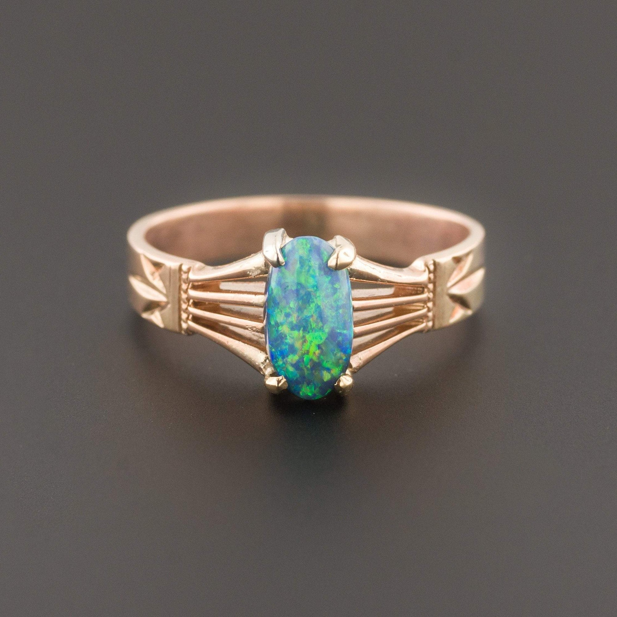 Black Opal Ring | 14k Gold Ring 