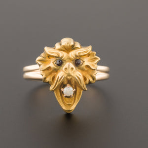 Gargoyle Ring Vintage Ring Rustic Ring Carved Ring Menly 