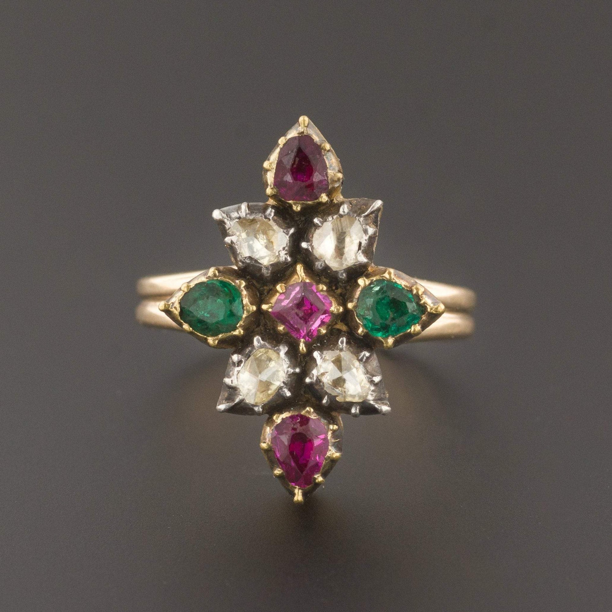 Gemstone Ring | Diamond Emerald & Ruby Ring 