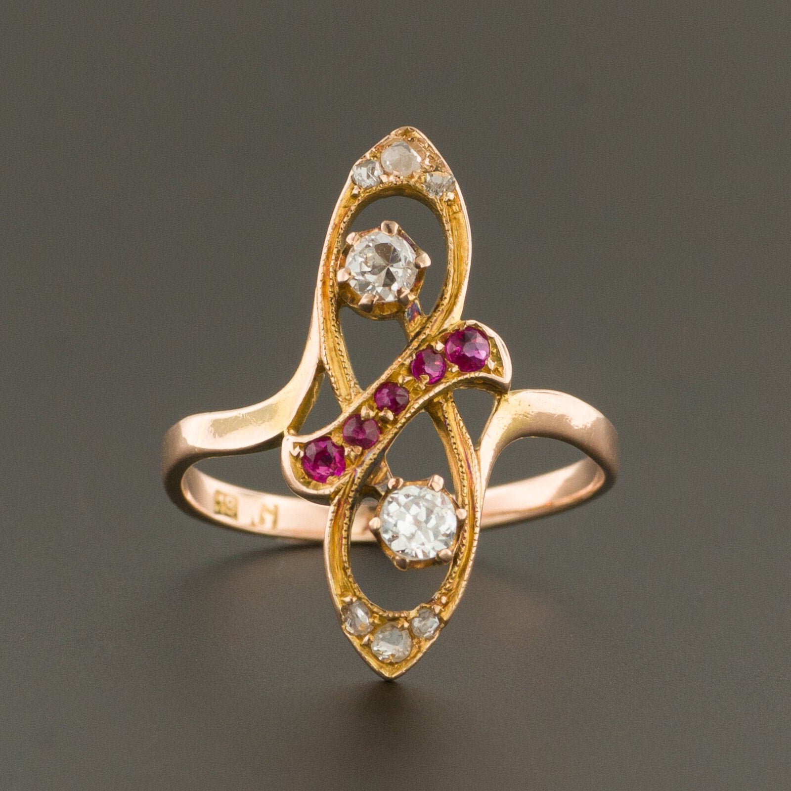 Diamond & Ruby Ring | Vintage Diamond Ring 
