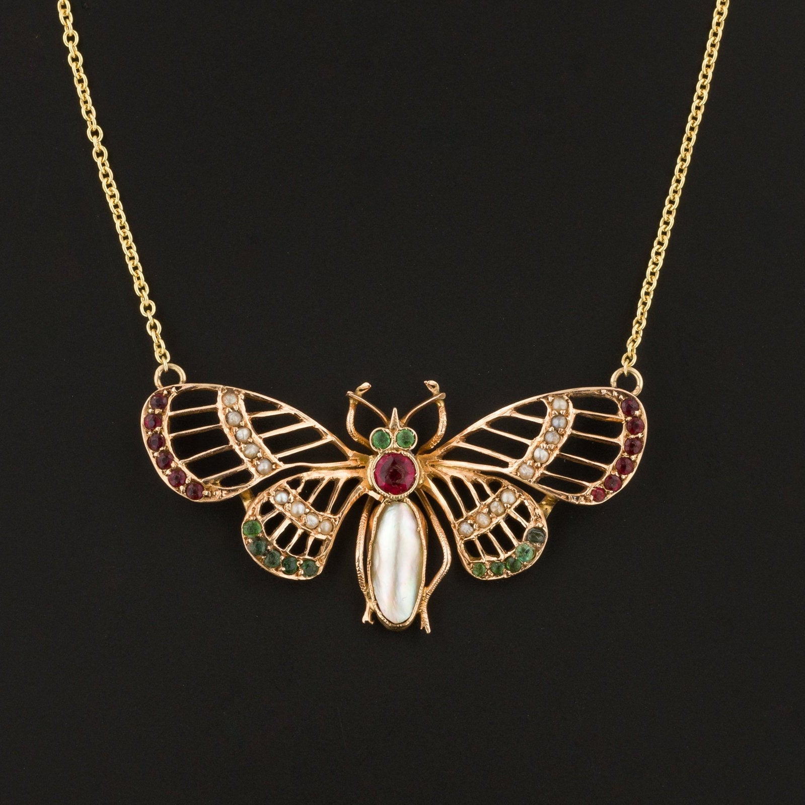 Butterfly Necklace | 14k Gold Butterfly | Antique Butterfly Necklace | Pin Conversion