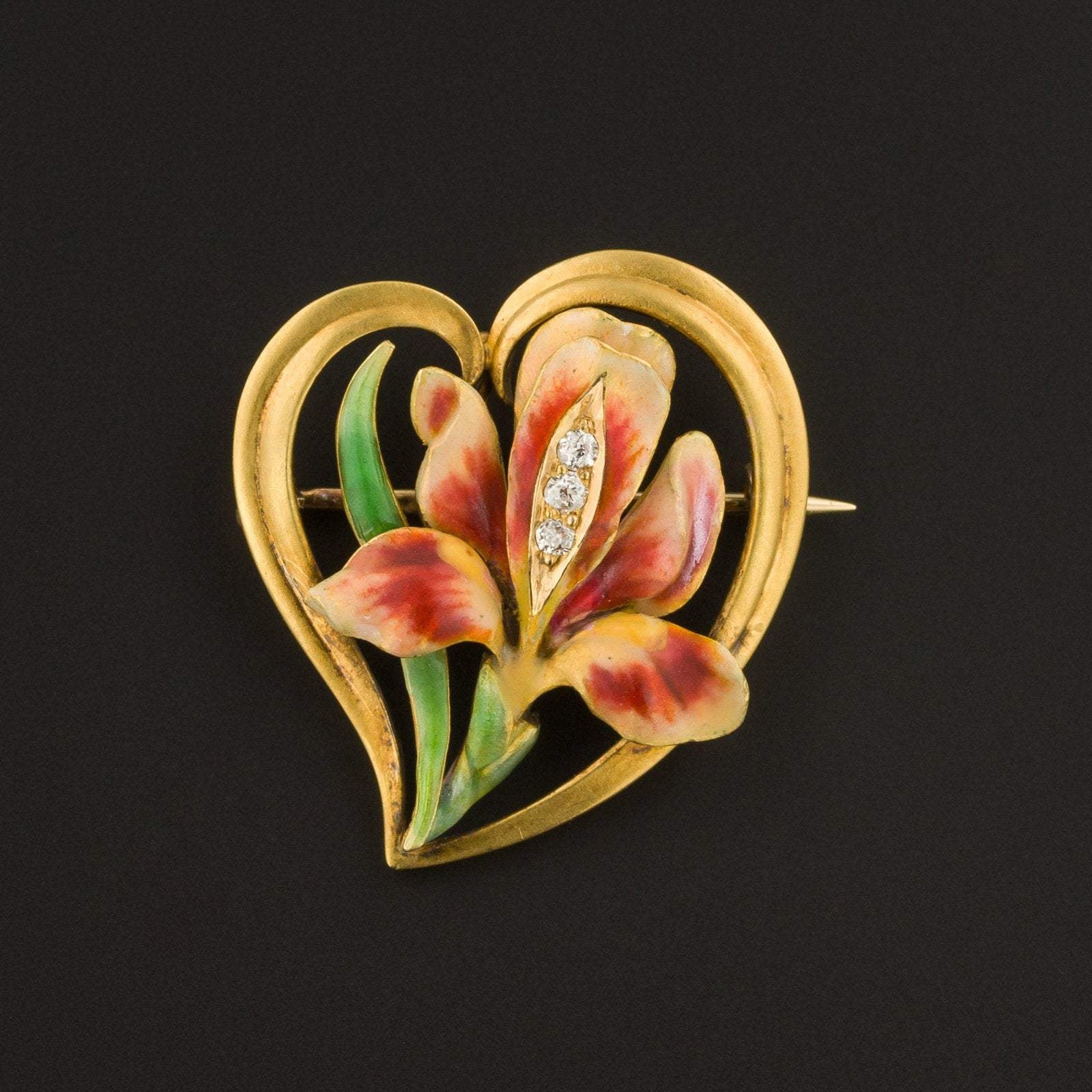 Art Nouveau Iris Brooch | 14k Gold-Trademark Antiques