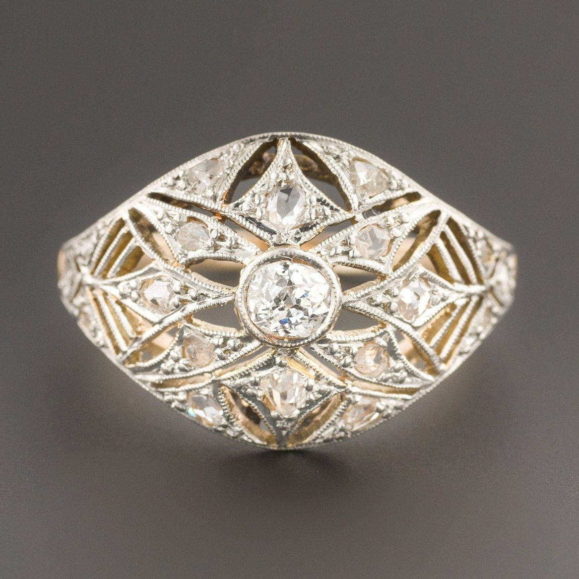 Antique Diamond Ring | Platinum topped 18k Gold Ring | Edwardian Diamond Ring | Engagement Ring | Edwardian Ring