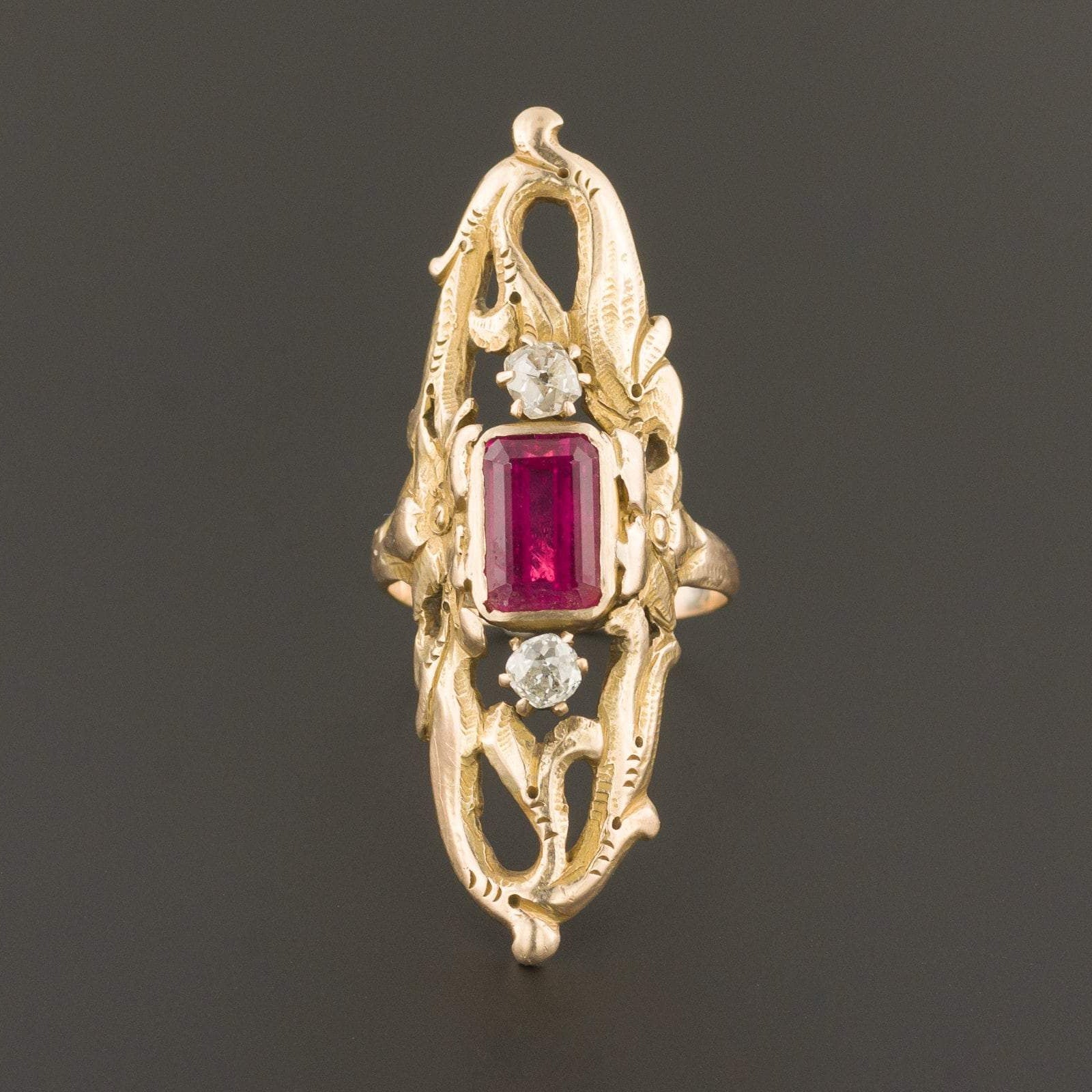 Pink Tourmaline & Diamond Ring | 10k Gold Ring 