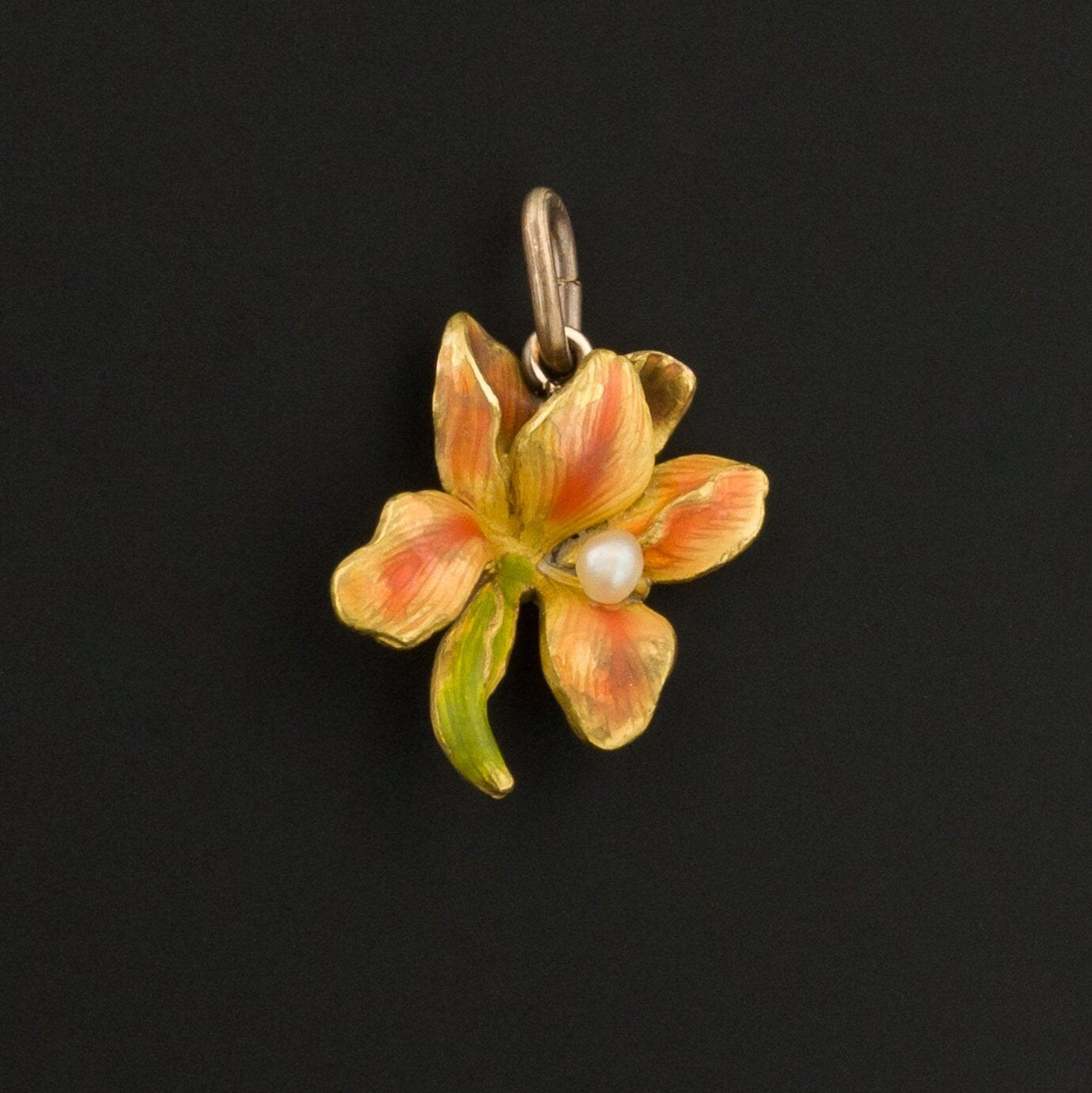 14k Gold & Enamel Iris Charm | Iris Flower Charm 