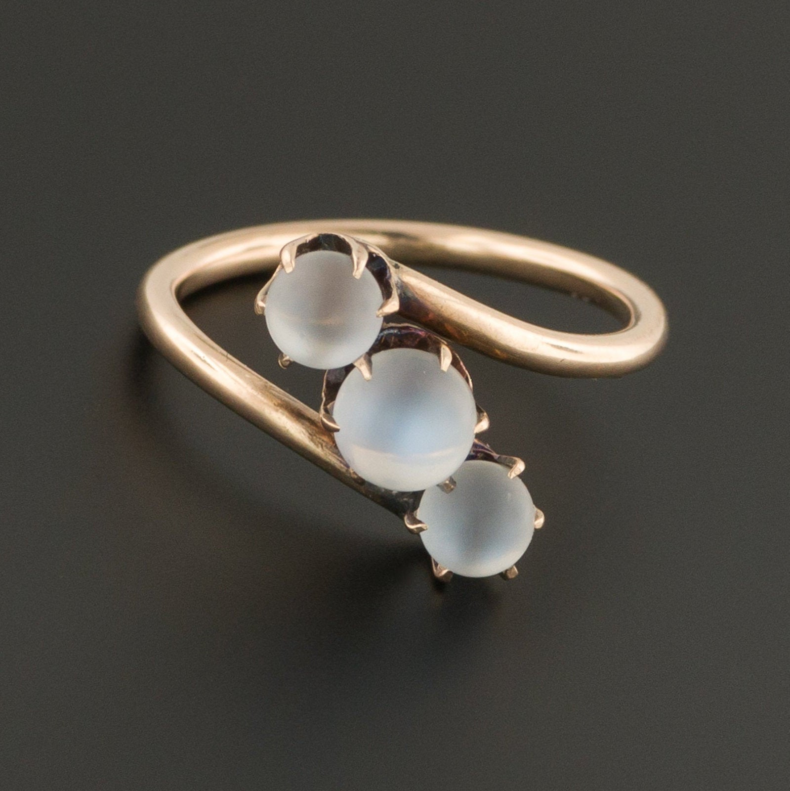 Moonstone Ring | 10k Gold Moonstone Ball Ring | Antique Moonstone Ring