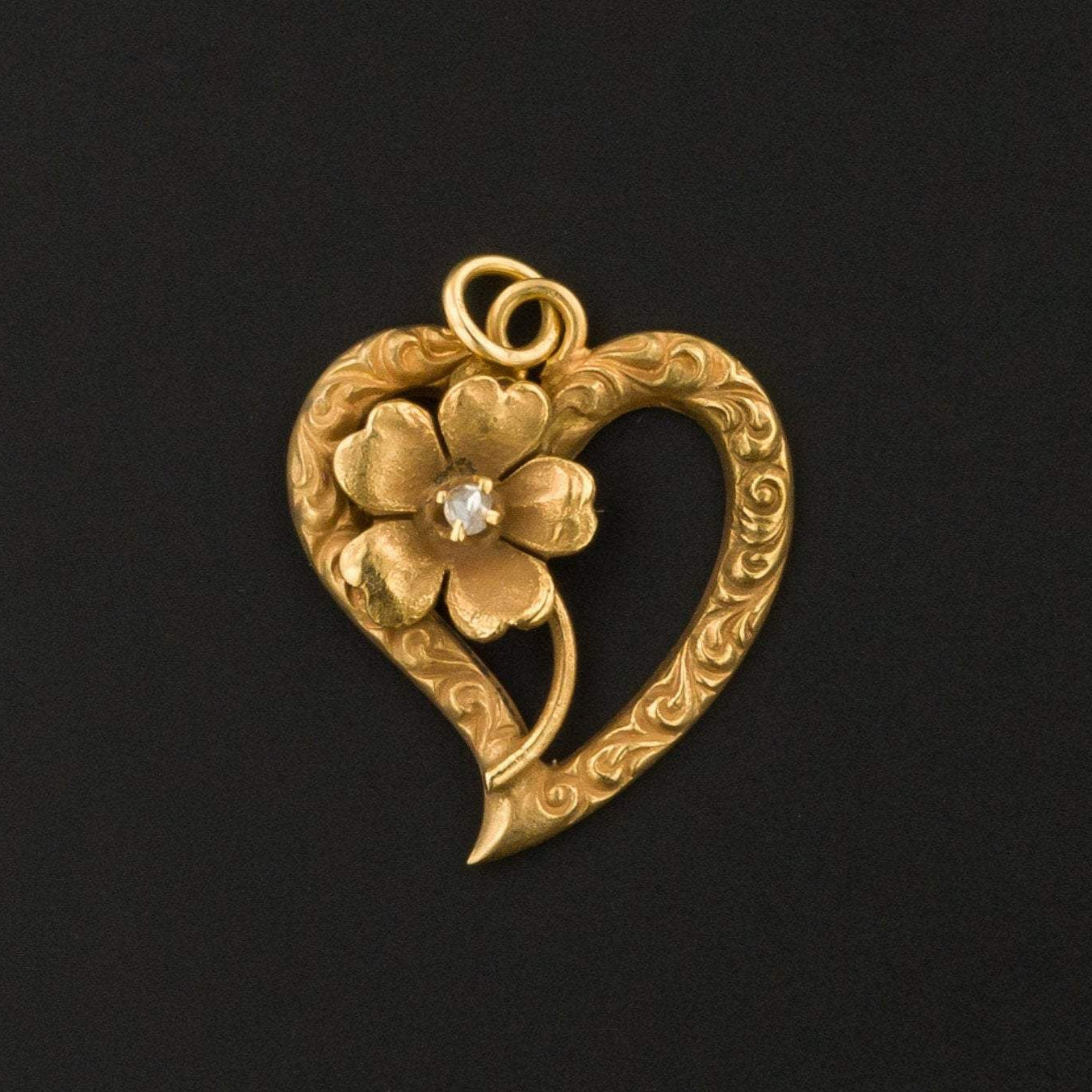 Heart Charm | Antique Heart Charm | 10k Gold Charm | Pin Conversion | Love Token