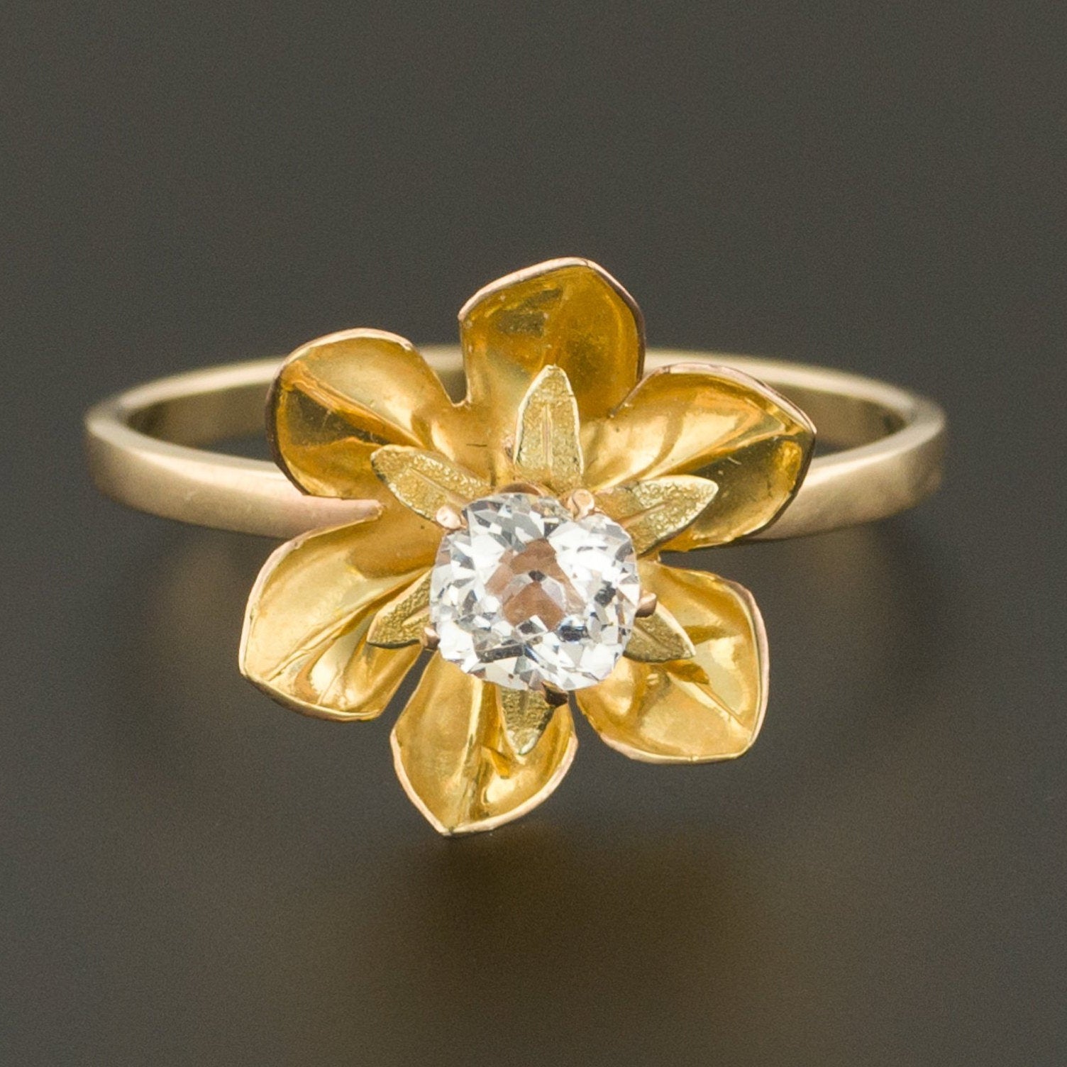 Flower Ring | Gold Flower Ring | 14k Gold Ring | Antique Pin Conversion Ring