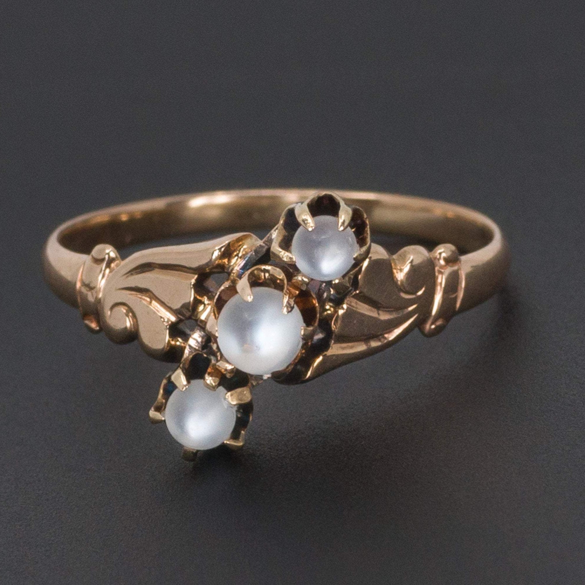 Moonstone Ring | 10k Gold Moonstone Ball Ring-Trademark Antiques