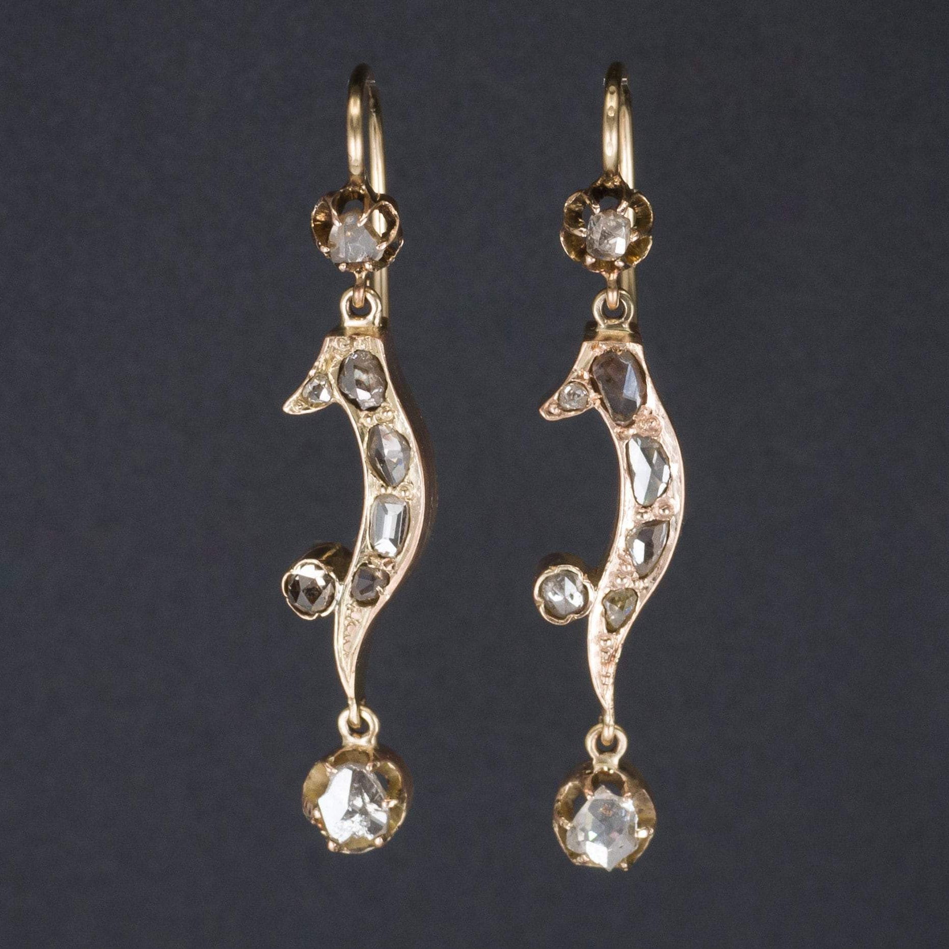 Antique Diamond Earrings | Pin Conversion Earrings 