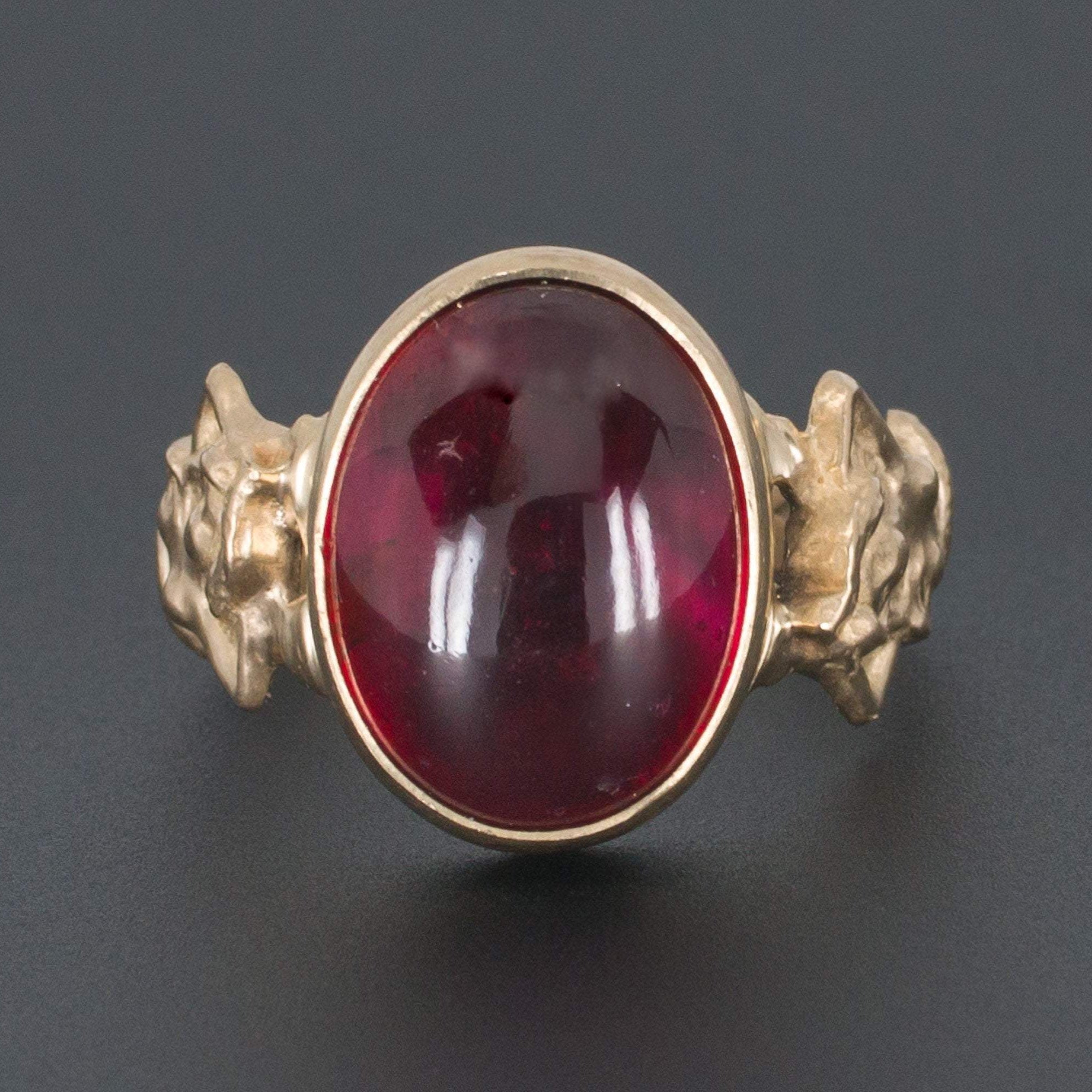 Garnet Ring | 14k Gold Garnet Woman Ring-Trademark Antiques