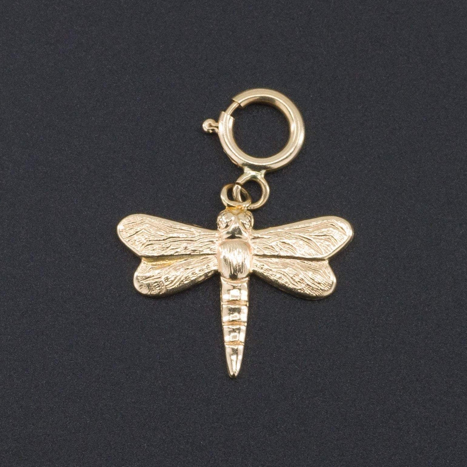 14k Gold Dragonfly Charm | Dragonfly Charm | Vintage Dragonfly Charm or Pendant