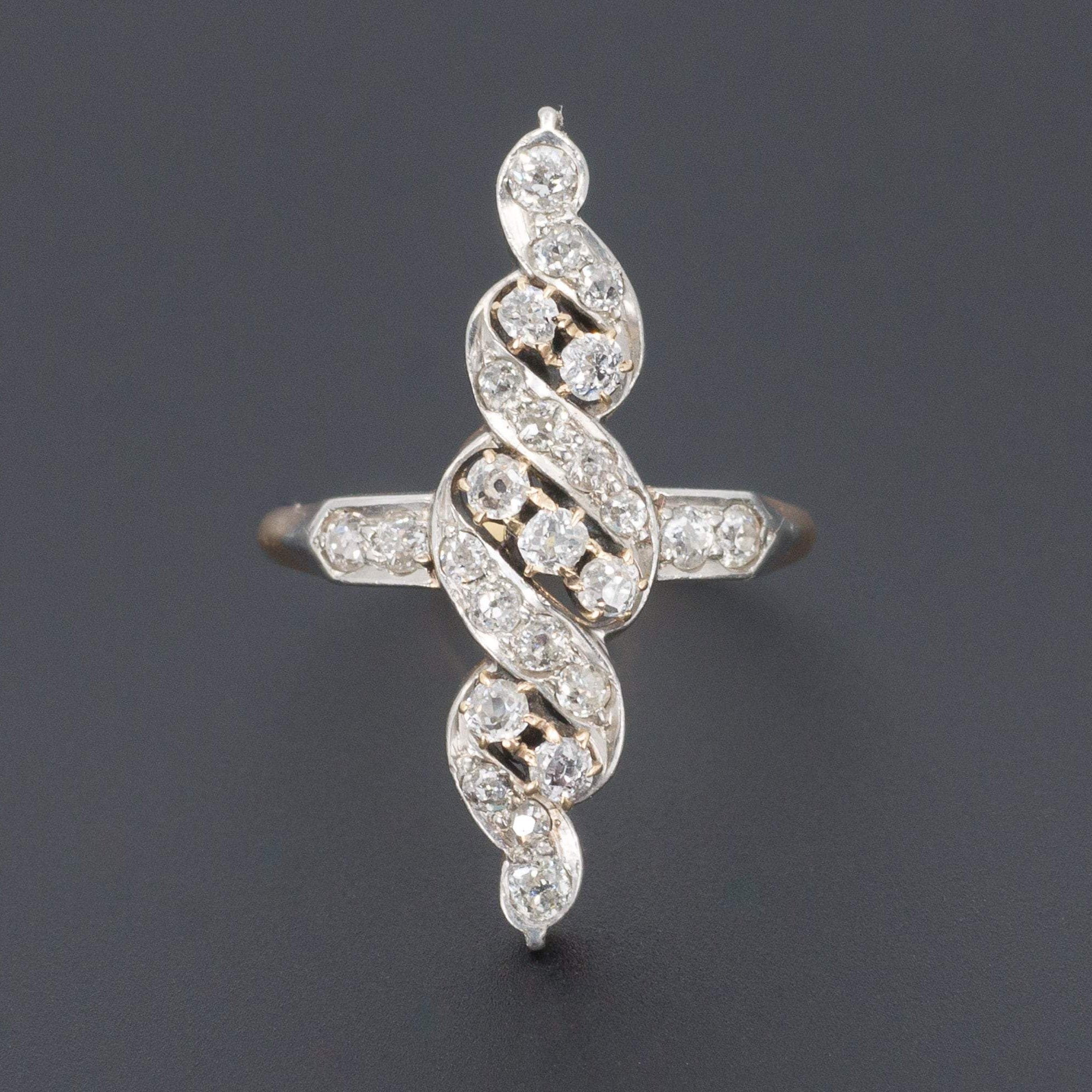 Antique Diamond Ring | Platinum Topped 14k Gold Ring 