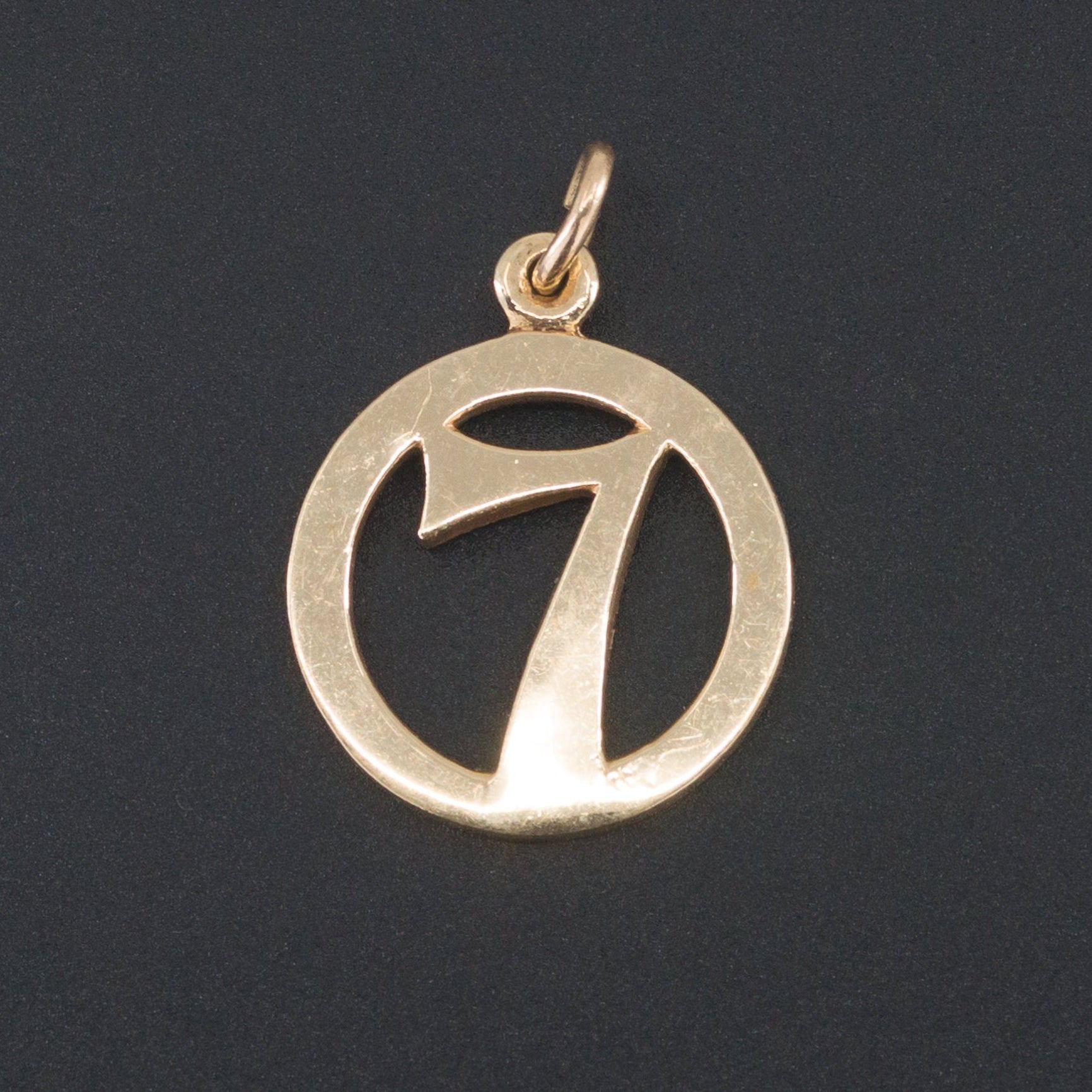 Lucky Number 7 Charm | 14k Gold Number 7 Charm-Trademark Antiques