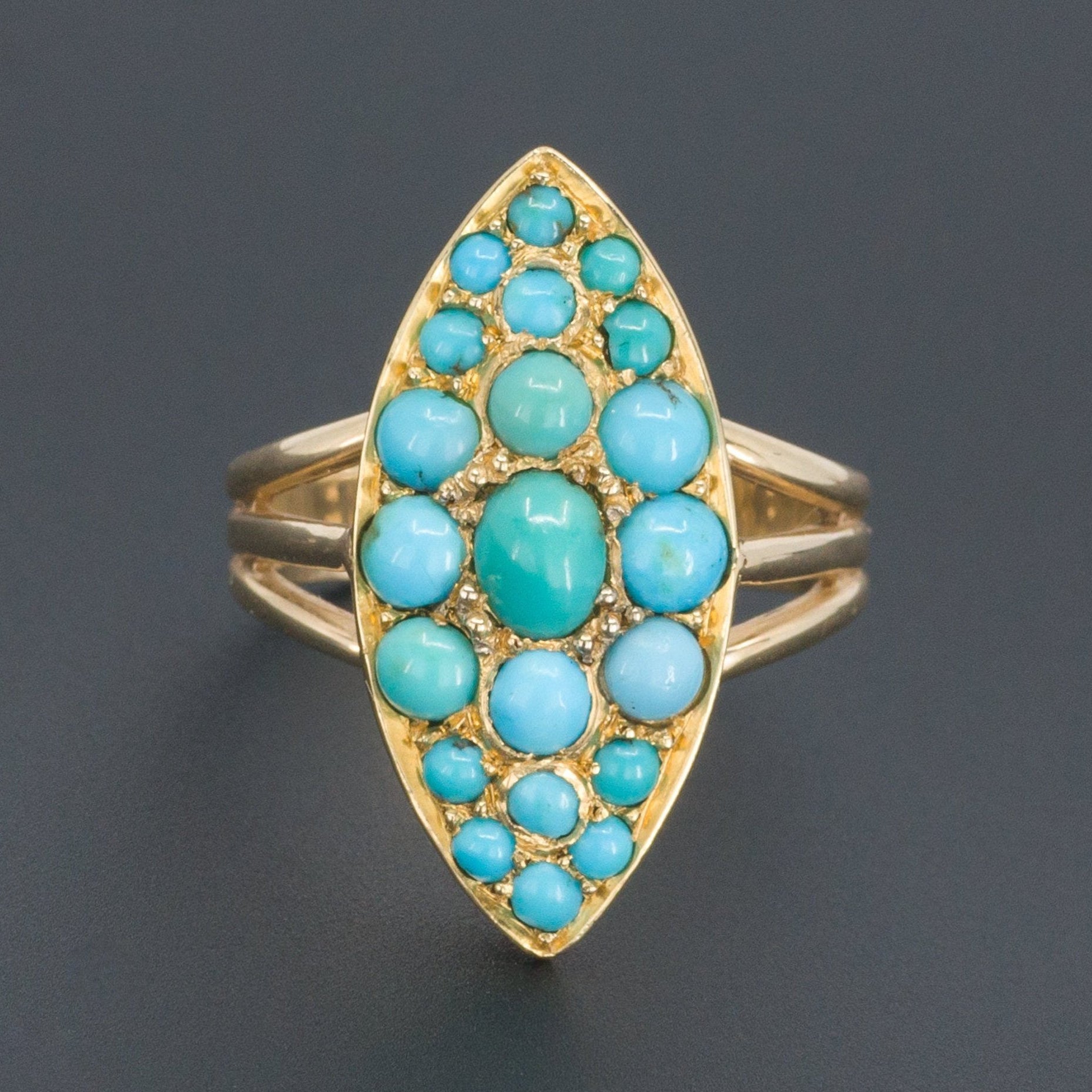 Turquoise Ring | Antique Turquoise Ring | 14k Gold Turquoise Ring | 14k Gold Ring | Antique Ring