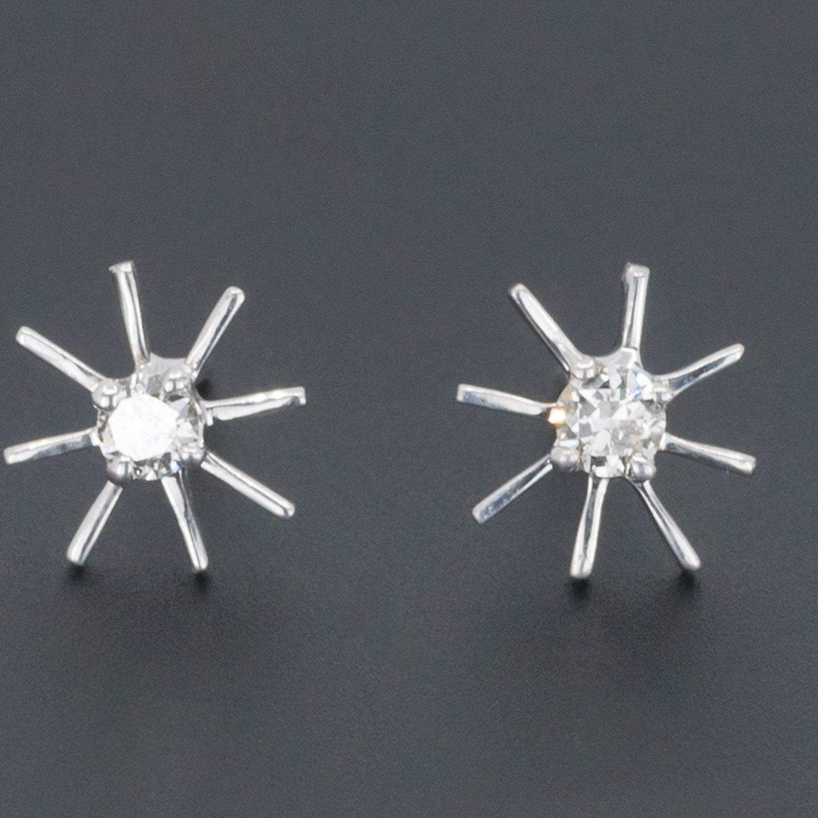 Star Earrings | Vintage Diamond Star Earrings | Diamond Earrings | Vintage Earrings | 14k White Gold Earrings