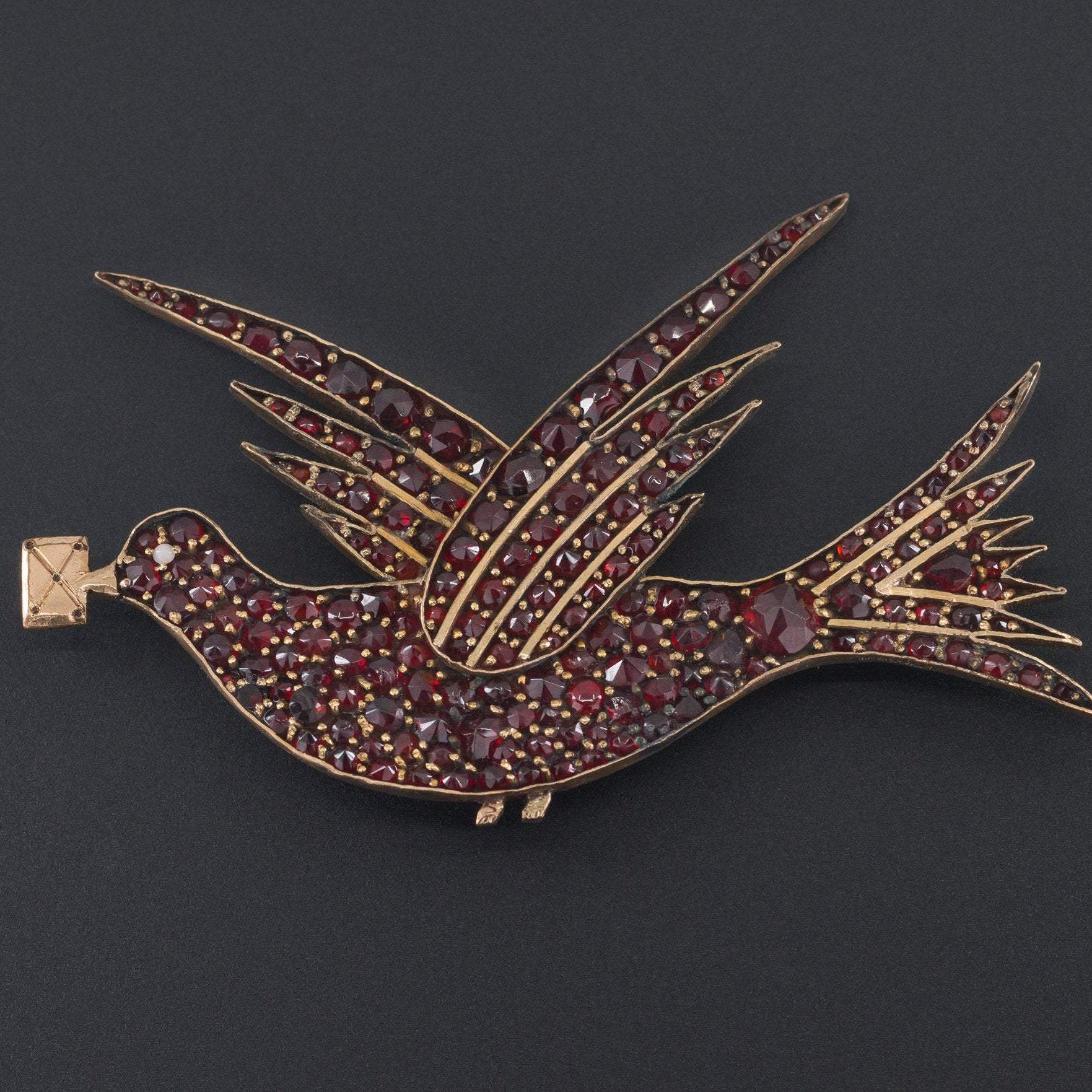 Antique Garnet Bird Brooch | Antique Brooch | Bohemian Garnet Brooch | Statement Brooch | Antique Bird Brooch