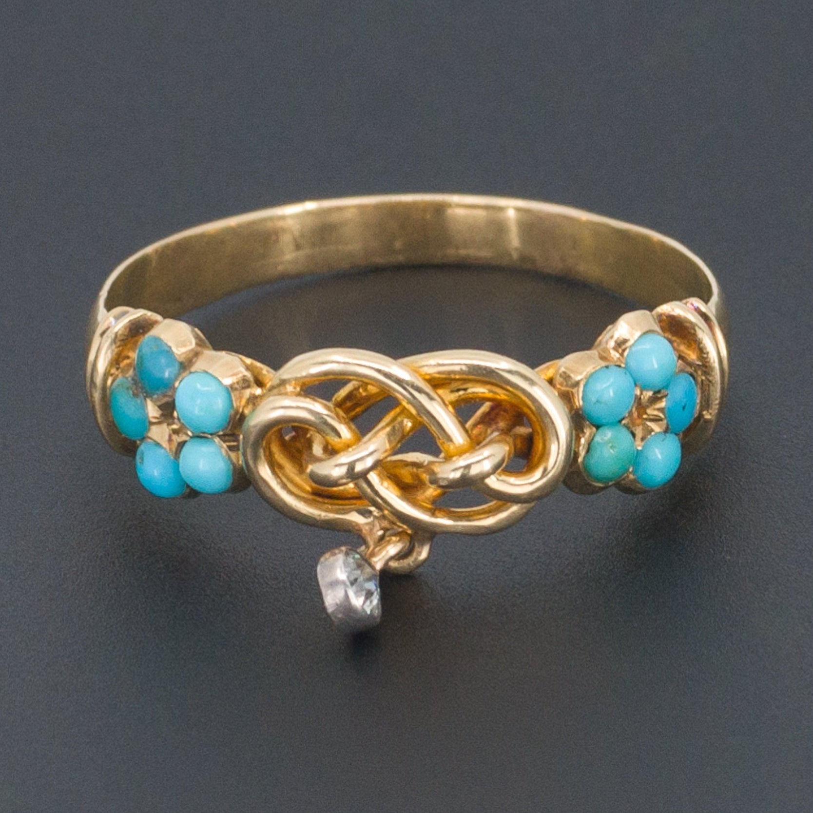 Turquoise & Diamond Ring | Antique Turquoise Ring-Trademark Antiques