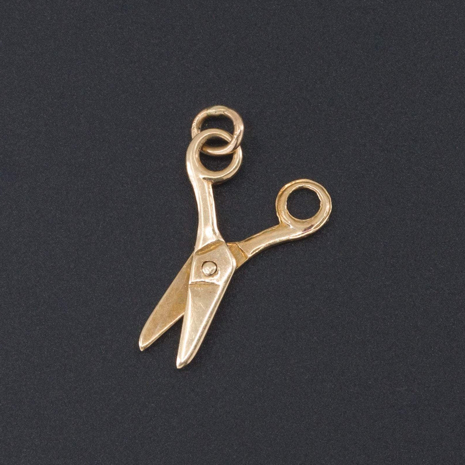 Vintage 14k Gold Scissors Charm | Moveable Charm | Hairdresser Pendant or Charm | Beautician Gift