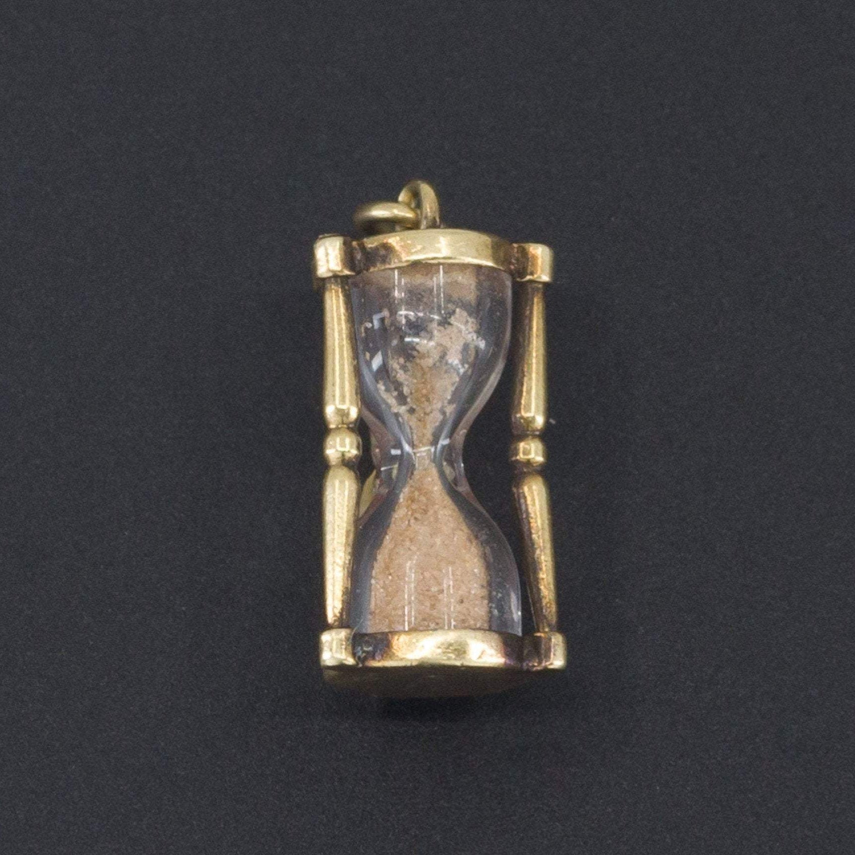 Vintage Hourglass Charm | 14k Gold Charm-Trademark Antiques