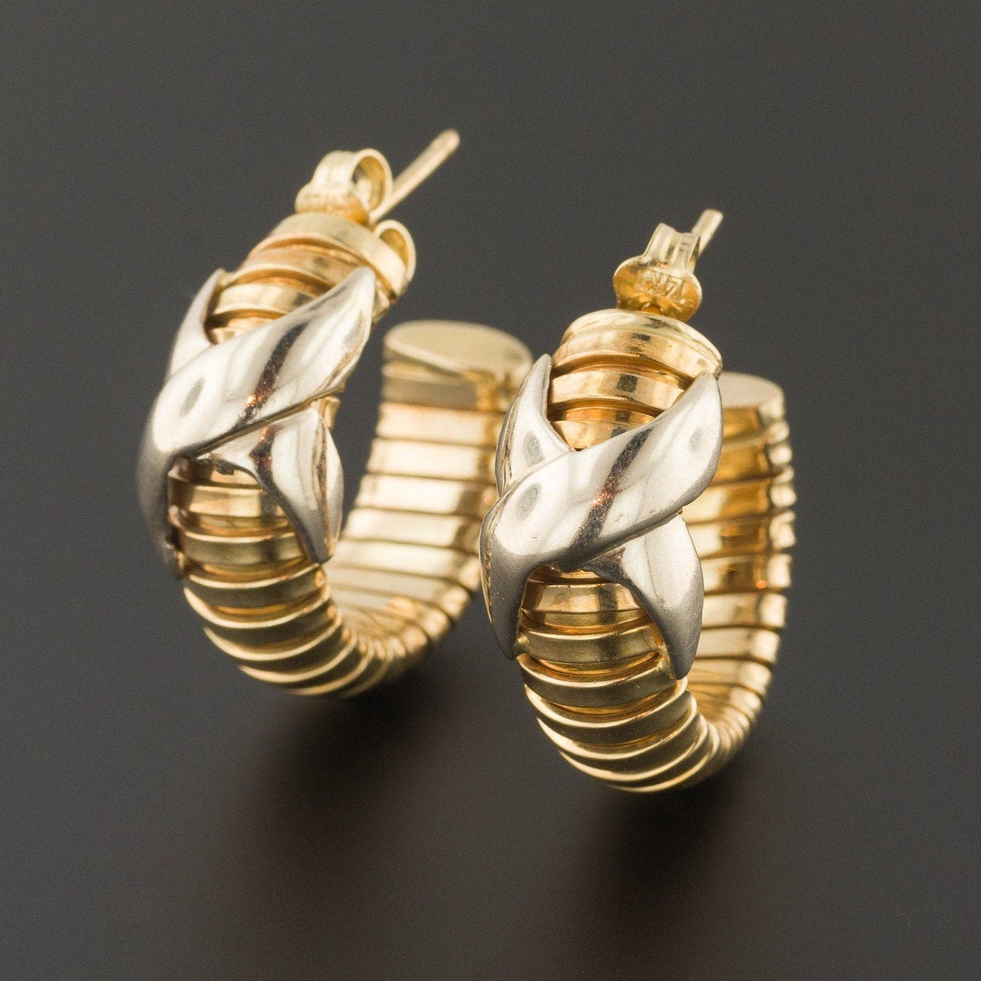 14k Gold Hoop Earrings | Vintage 14k Gold Earrings 