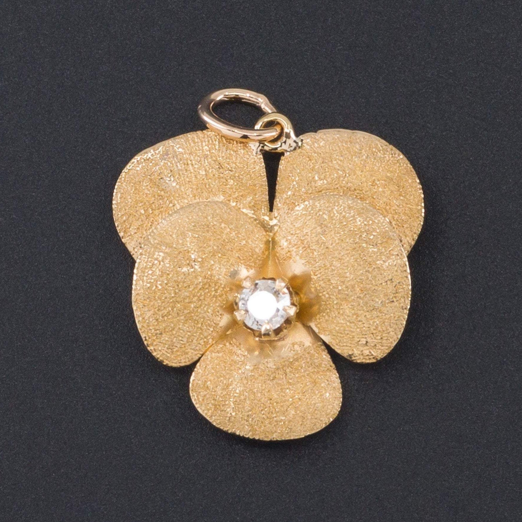 Antique Pansy Pendant | Diamond Pansy Pendant-Trademark Antiques