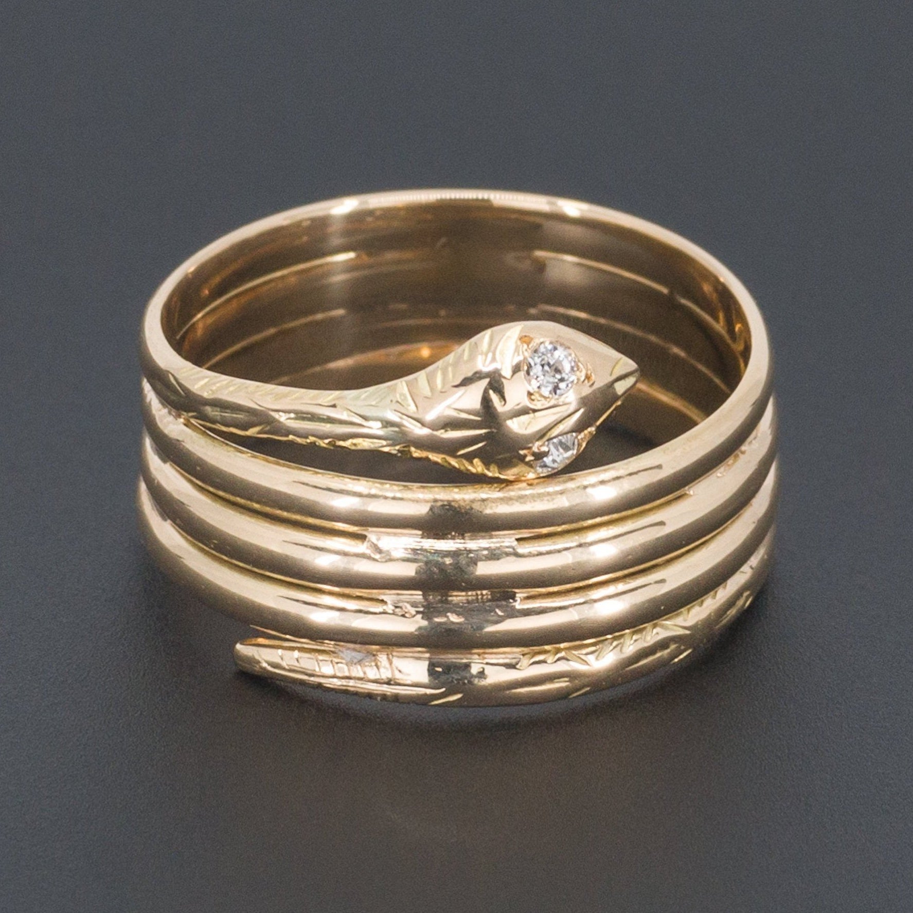 18k Gold Snake Ring | Antique 18k Gold Snake Ring-Trademark Antiques