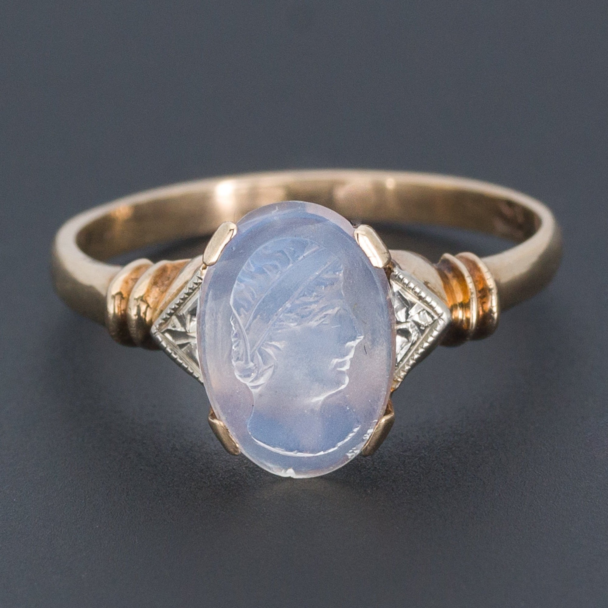 Moonstone Ring | Moonstone Cameo Ring-Trademark Antiques