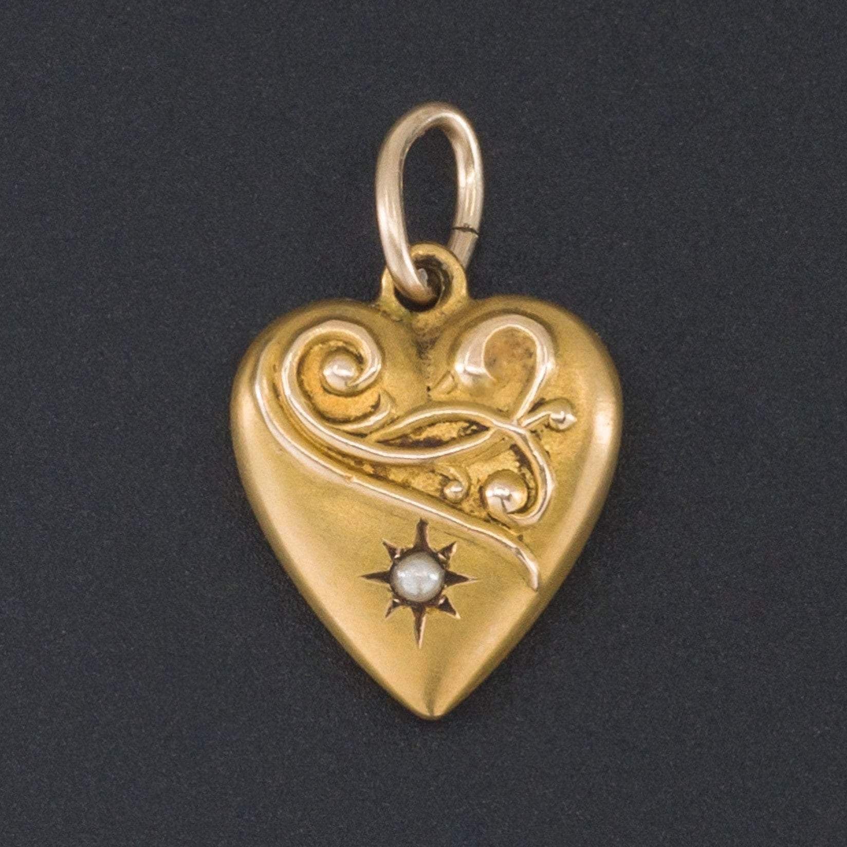 Antique Heart Charm | 10k Gold Heart 