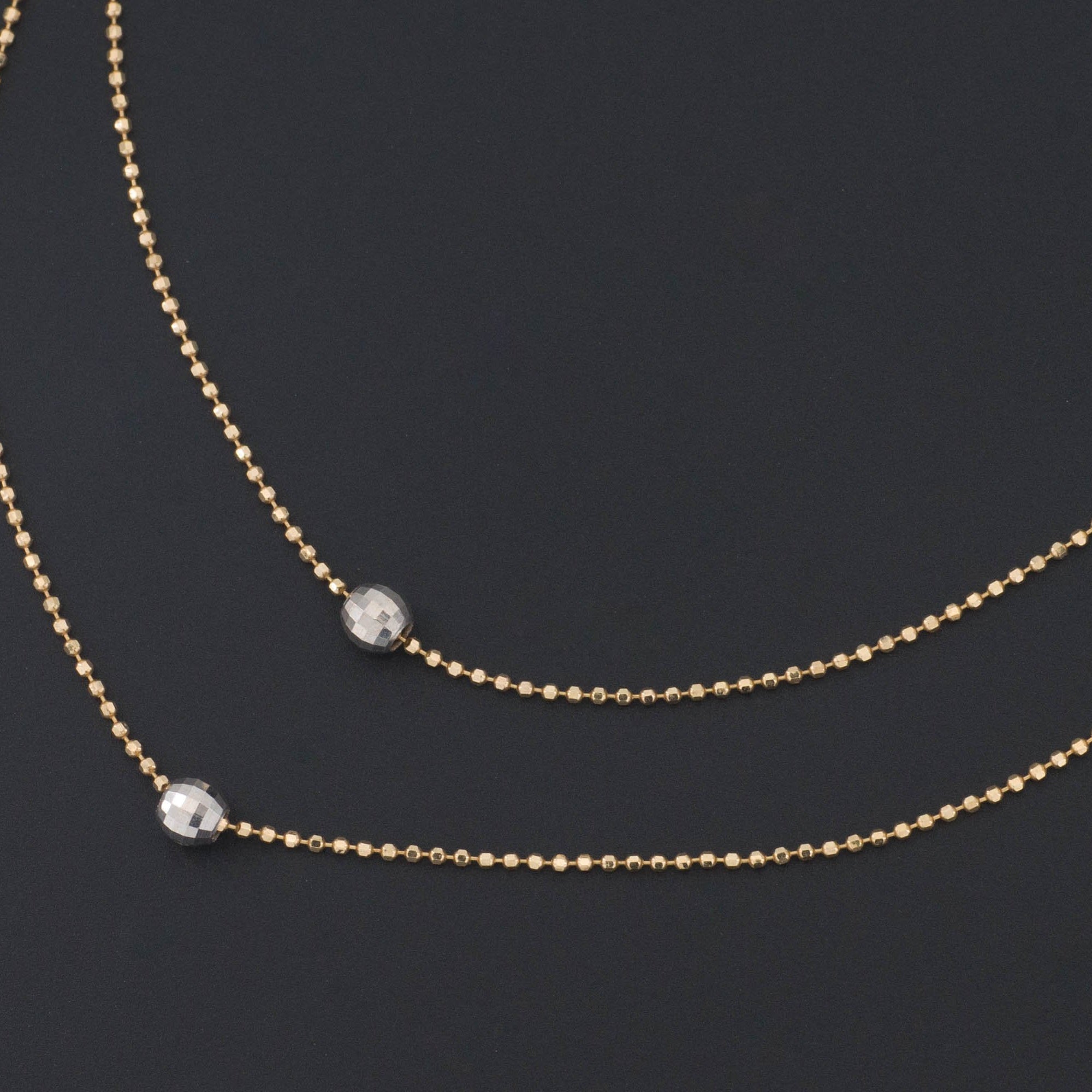 Double Chain Necklace | 14k Gold Yellow & White Gold Necklace-Trademark Antiques