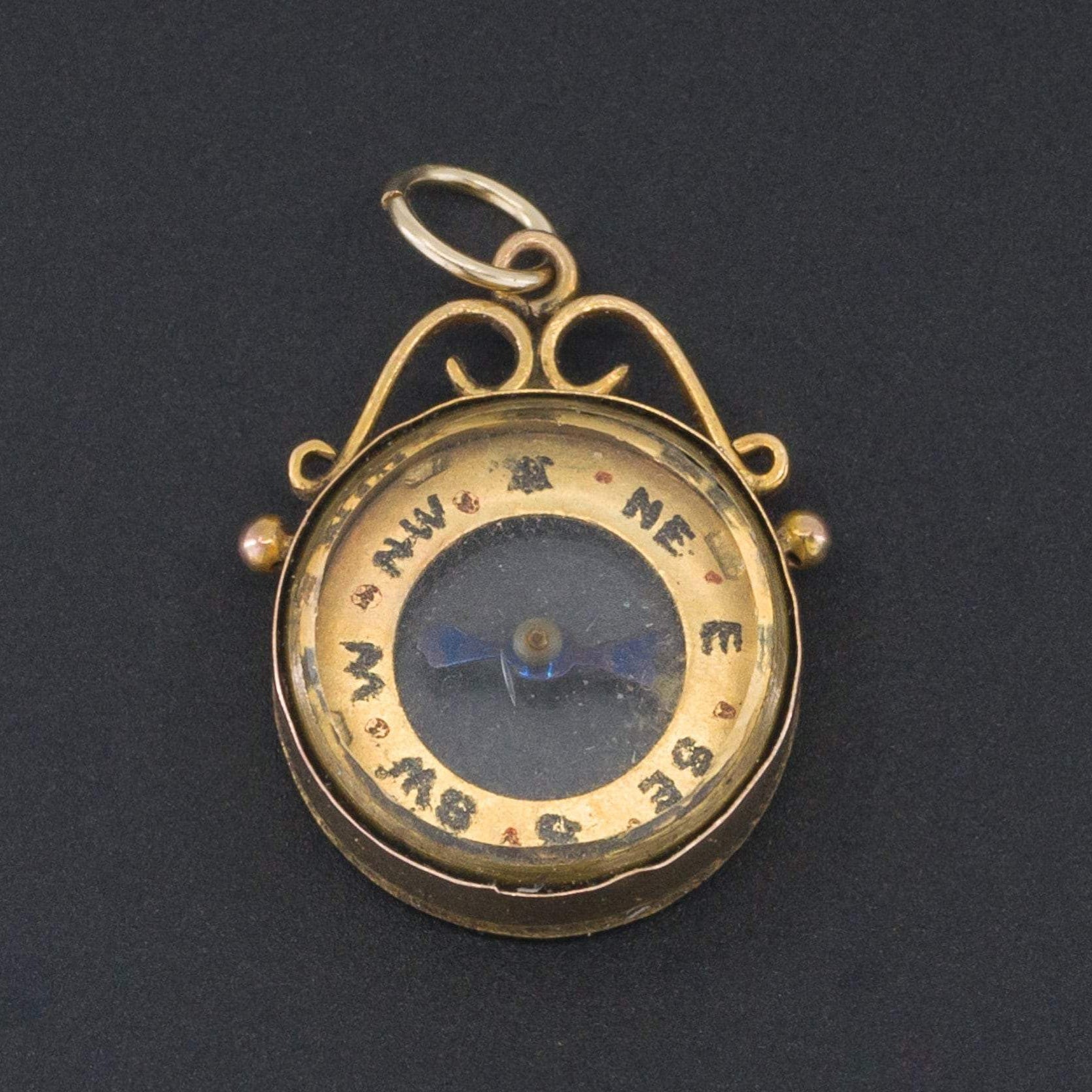 Gold Compass Pendant | Antique Compass Pendant 