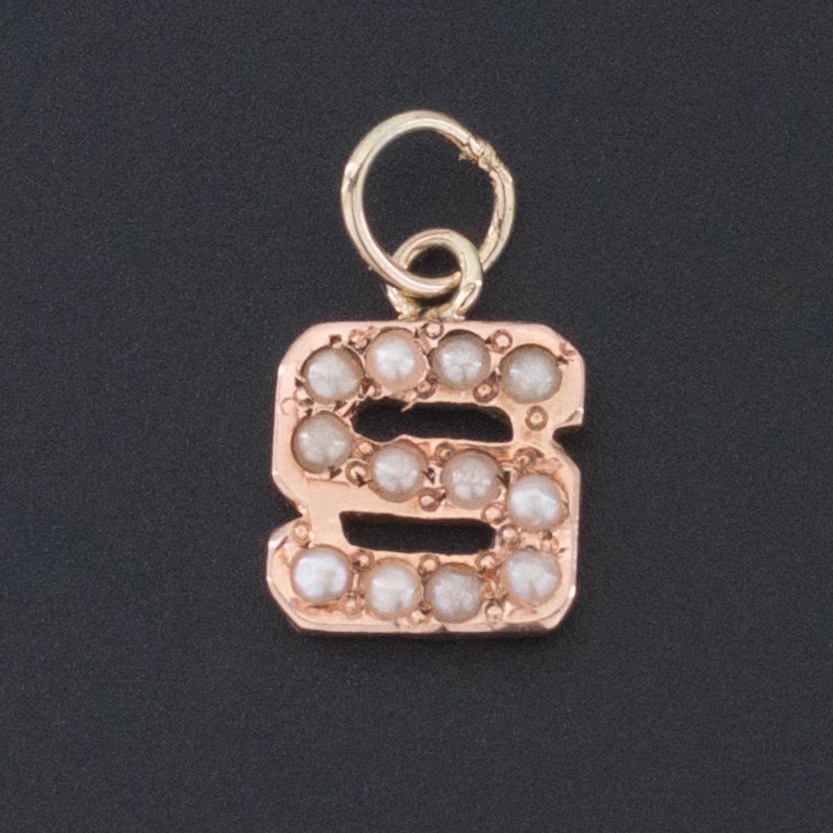 Letter S Charm | Pearl Initial Charm-Trademark Antiques