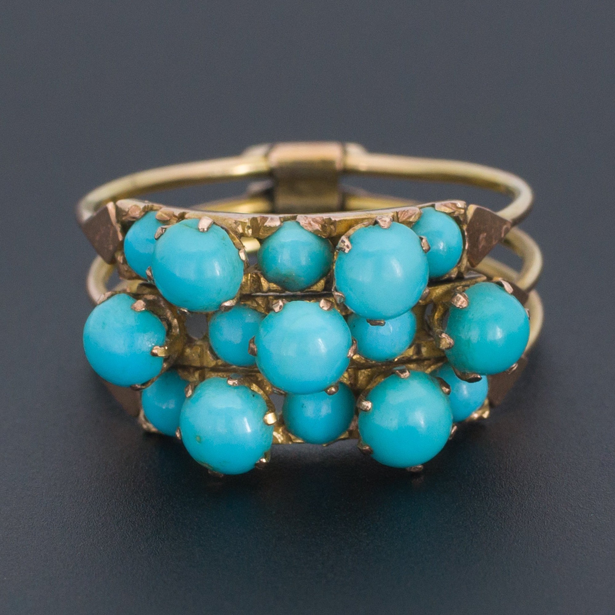 Turquoise Ring | Multi Band Ring | Vintage Turquoise Ring | 14k Gold Ring | Antique Ring