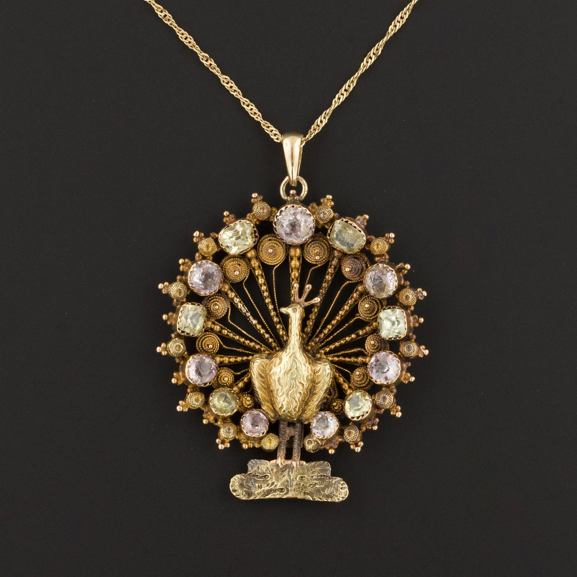 Peacock Pendant | Antique Peacock Pendant with Gemstones-Trademark Antiques