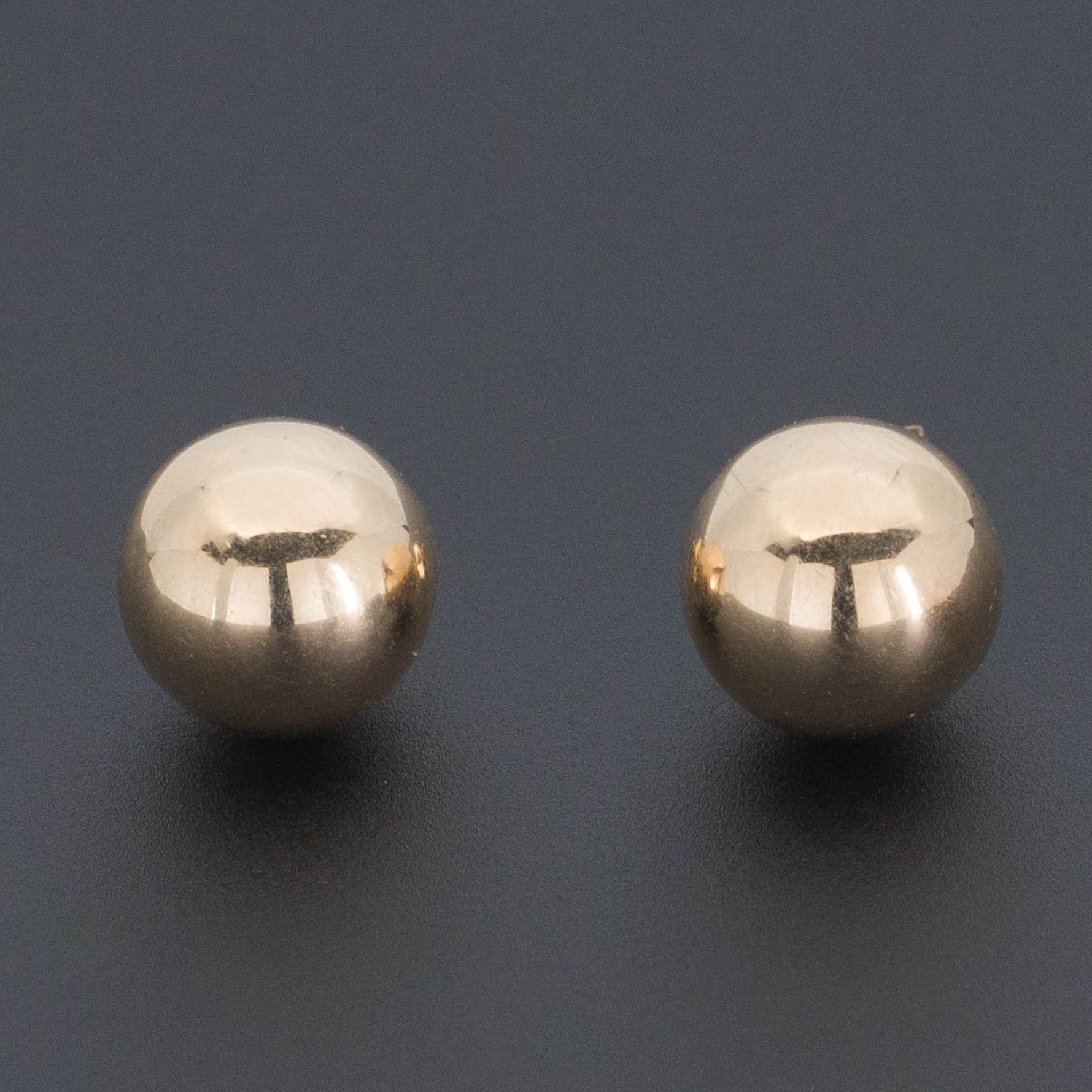14k Gold Ball Earrings | Vintage 14k Gold Earrings-Trademark Antiques