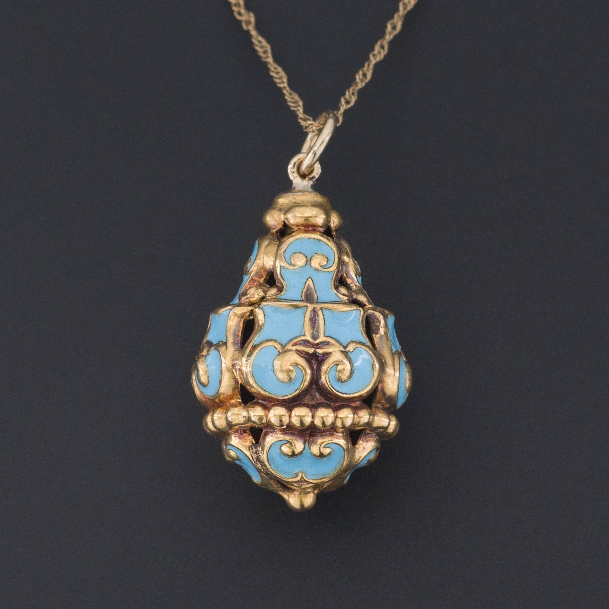 Antique Enamel Pendant | 14k Gold Pendant on Optional 10k Chain-Trademark Antiques