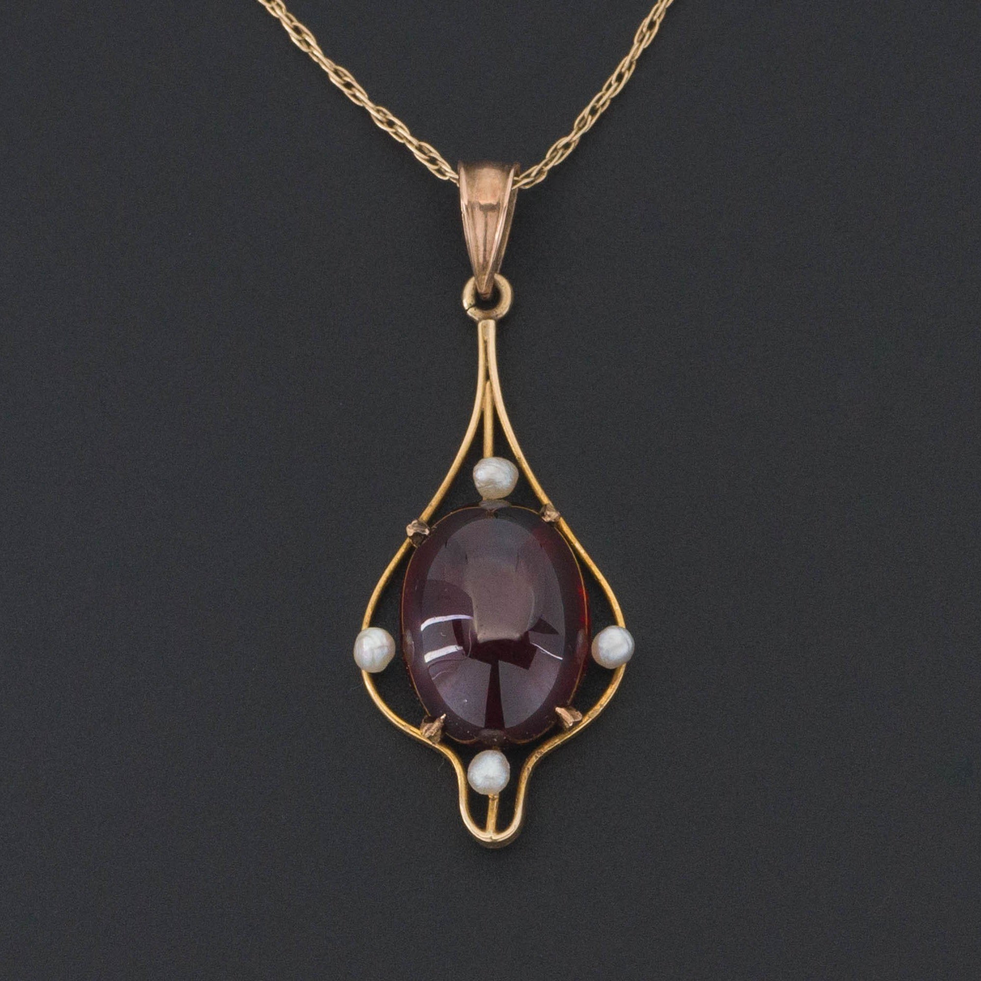 Garnet and Pearl Pendant | Antique Pendant-Trademark Antiques