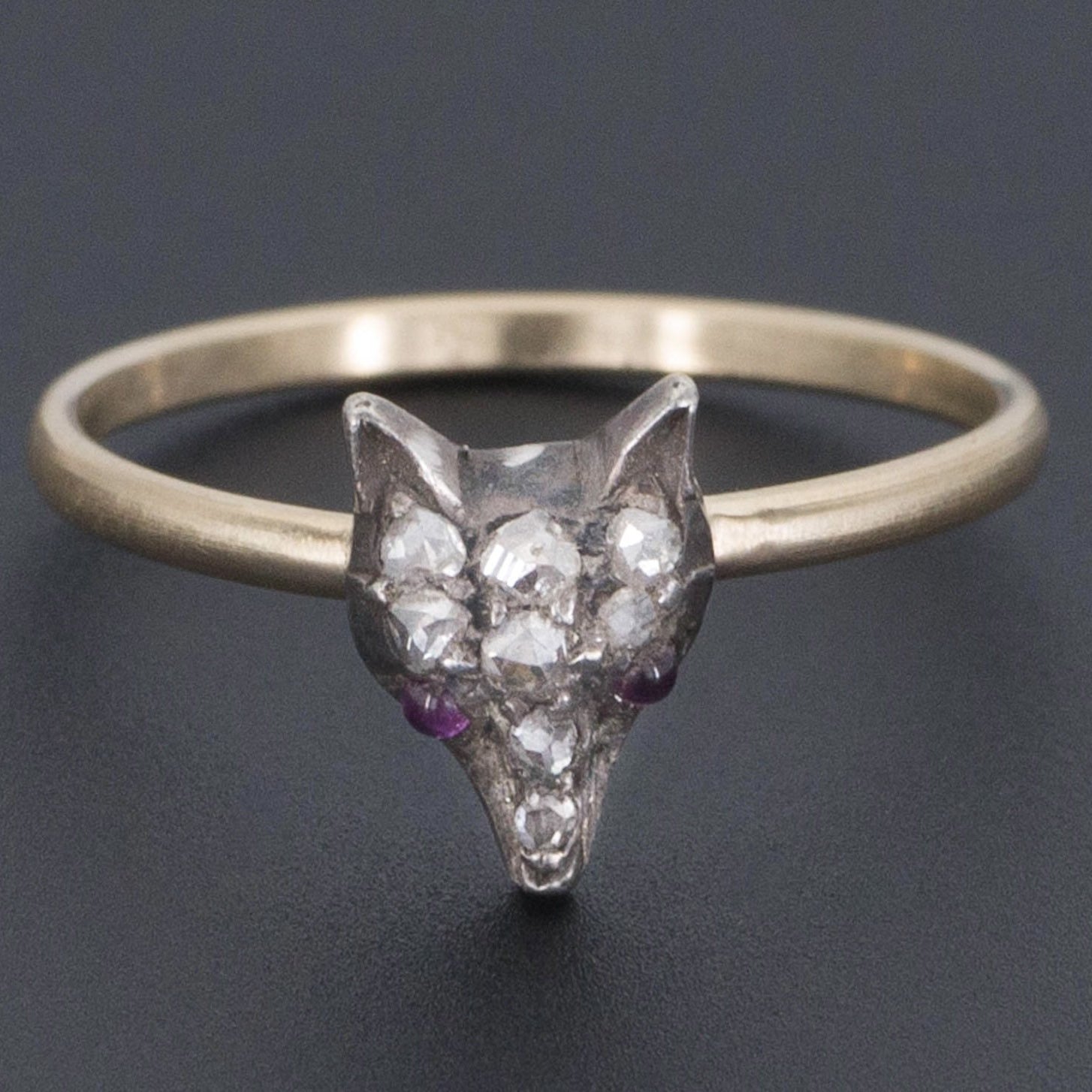 Fox Ring | Diamond Fox Ring | Antique Fox Ring | Conversion Ring | Stick Pin Ring | 14k Gold & Silver Ring