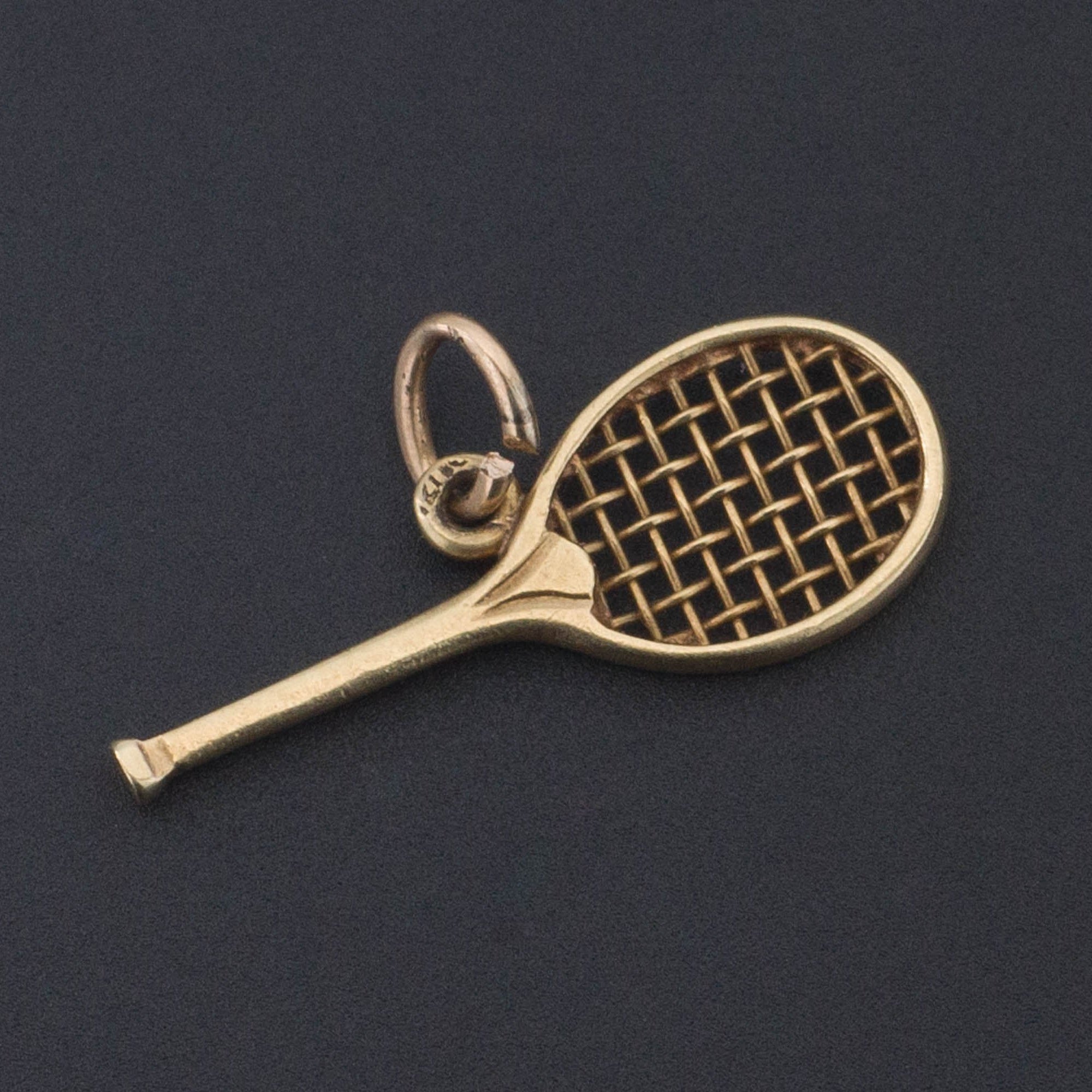 Tennis Racket Charm | Vintage 14k Gold Charm | Vintage Tennis Racket Charm | 14k Gold Charm