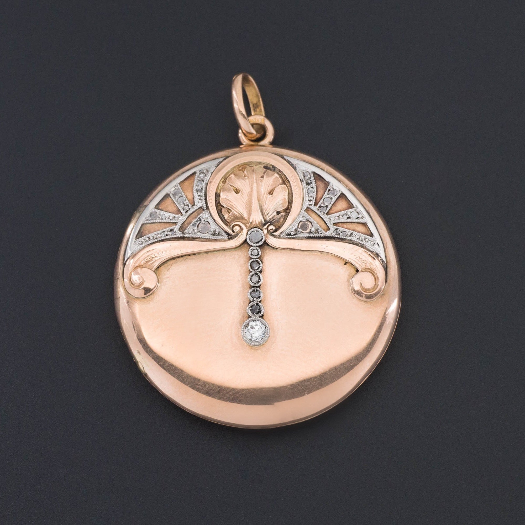 Antique Locket | 18k Gold & Platinum Locket | 18k Rose Gold Locket | Diamond Locket | Art Nouveau Locket