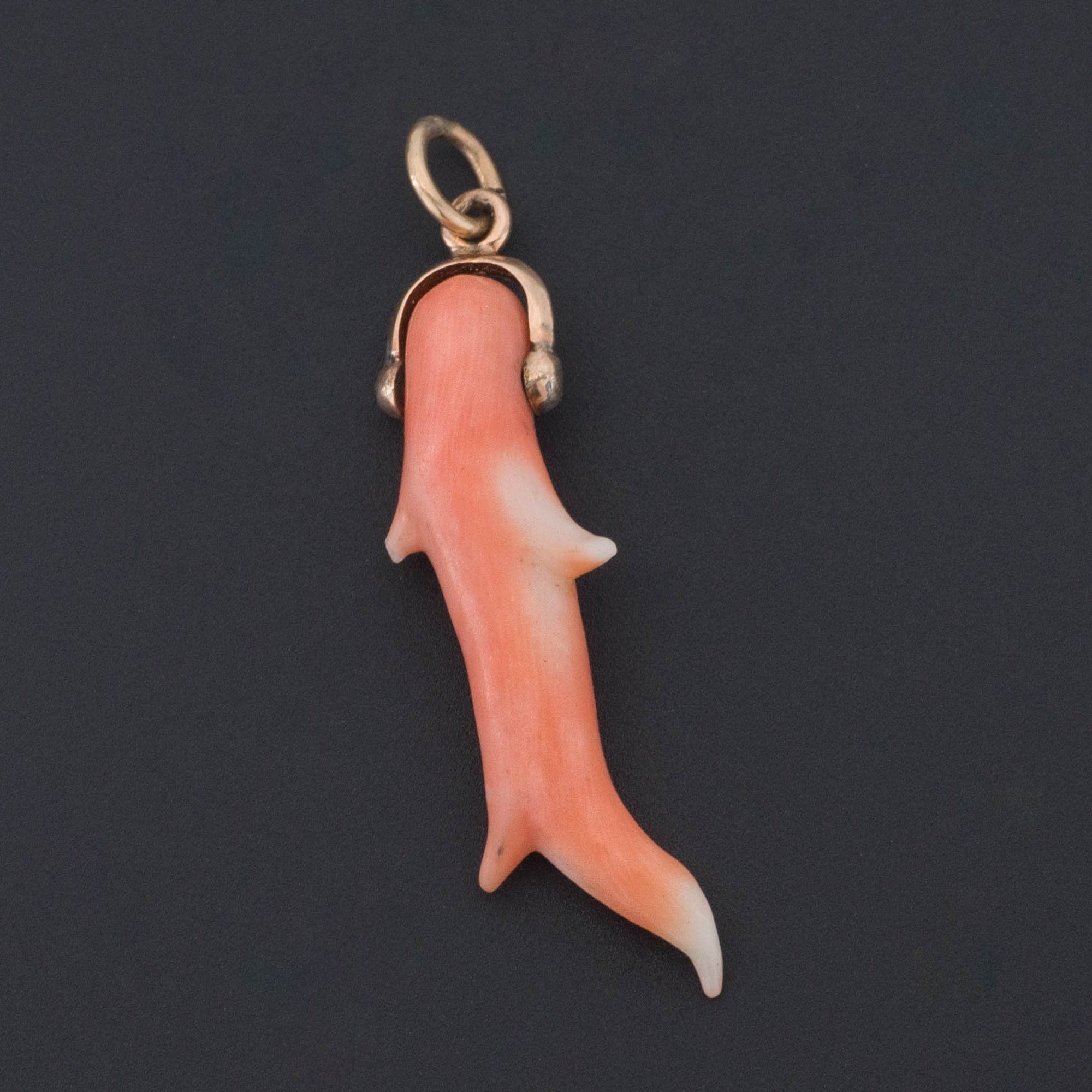 Antique Coral Charm | 14k Gold Coral Charm | 14k Gold Charm